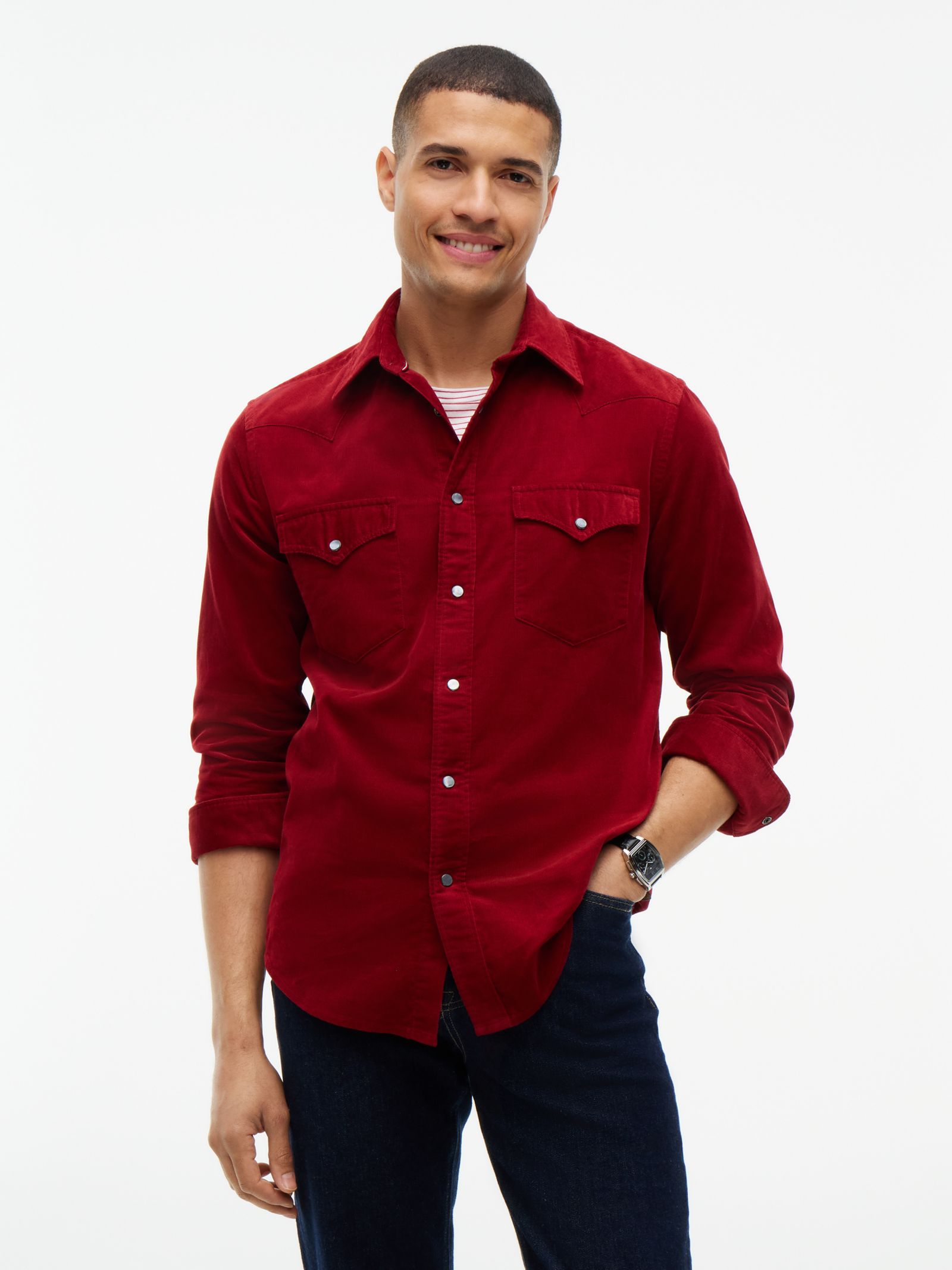 Tommy Hilfiger Regular fit corduroy western overhemd in rood