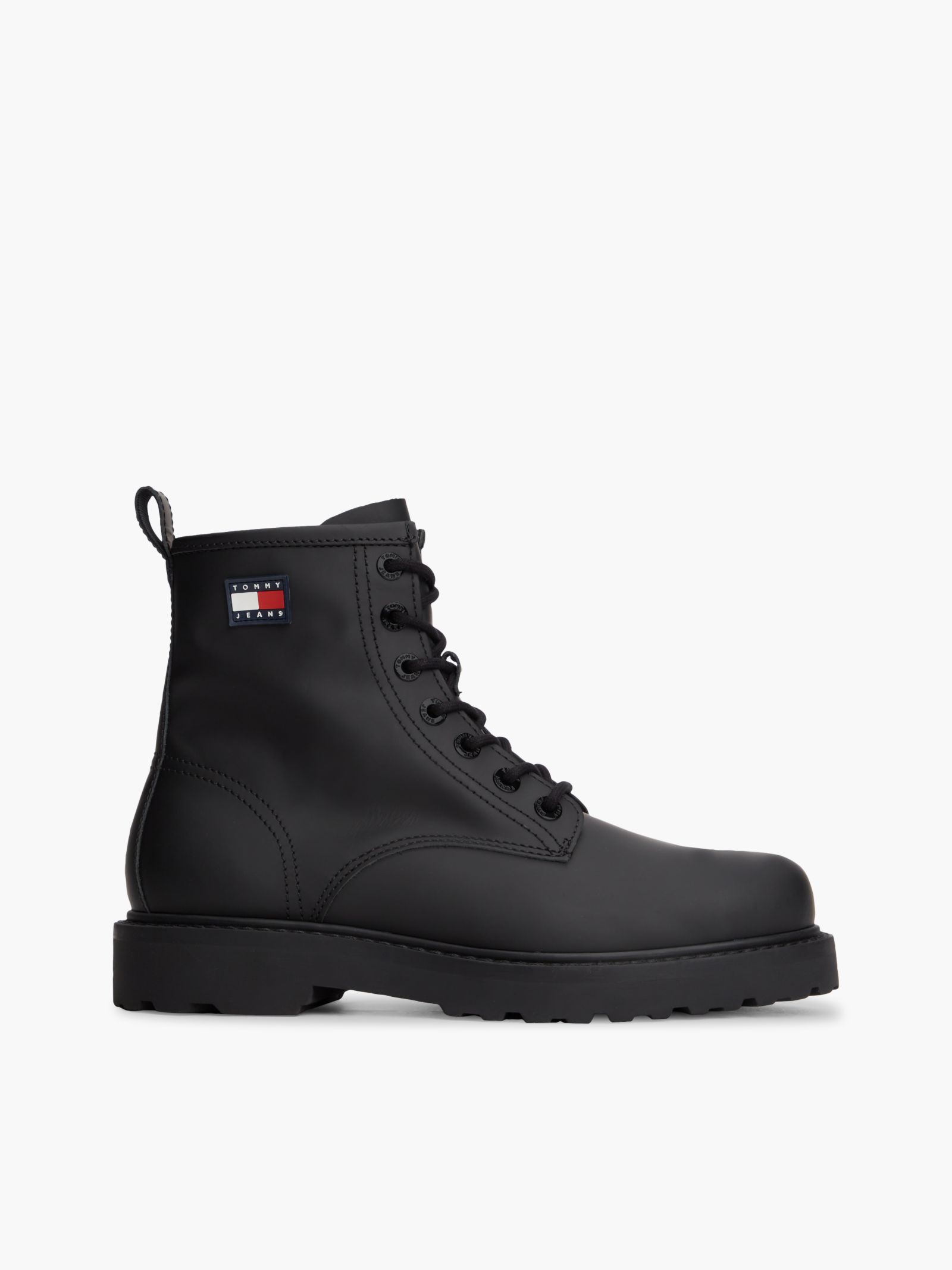Tommy Jeans Archive Leren Halfhoge Veterlaars in zwart
