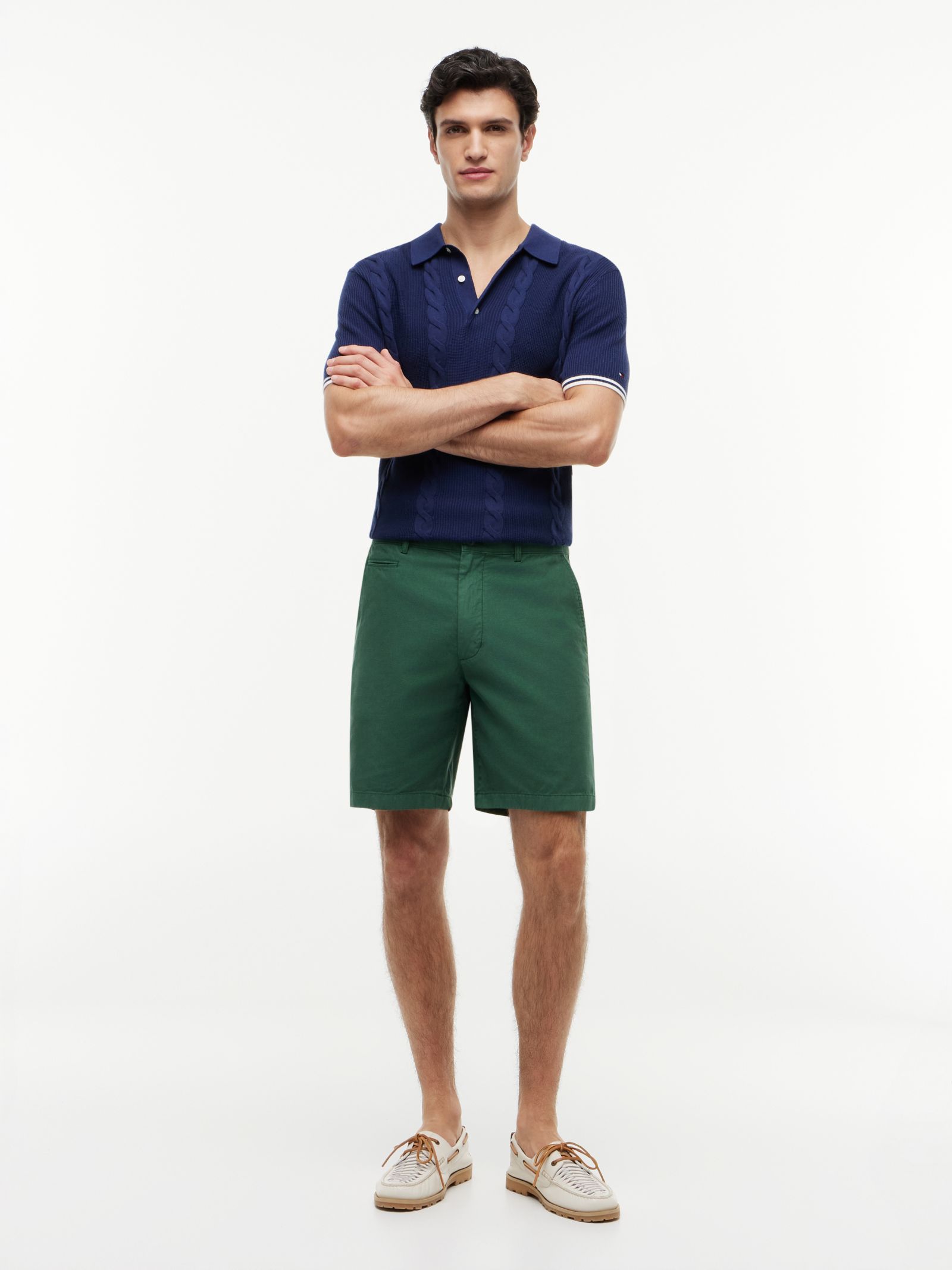 Tommy Hilfiger Dover Regular Straight Chinoshort met wassing in groen