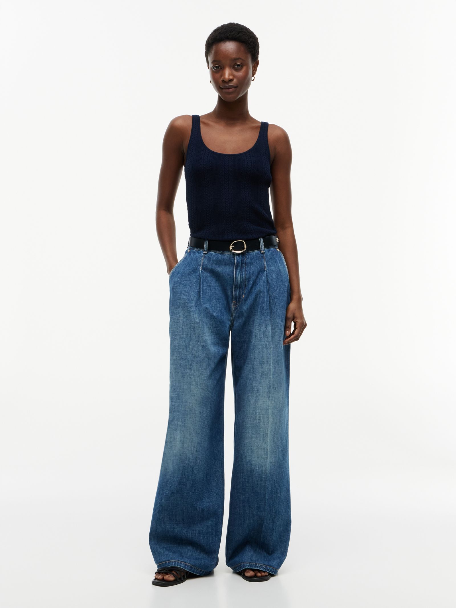 Tommy Hilfiger Medium Rise Wide Jeans en Plooien