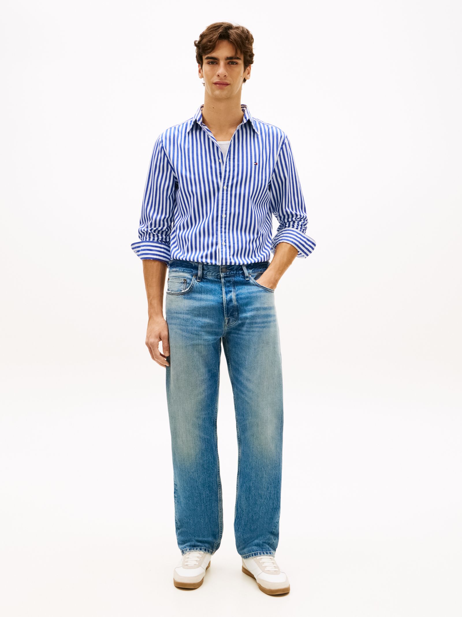 Tommy Hilfiger Dover regular straight selvedge jeans met whiskers