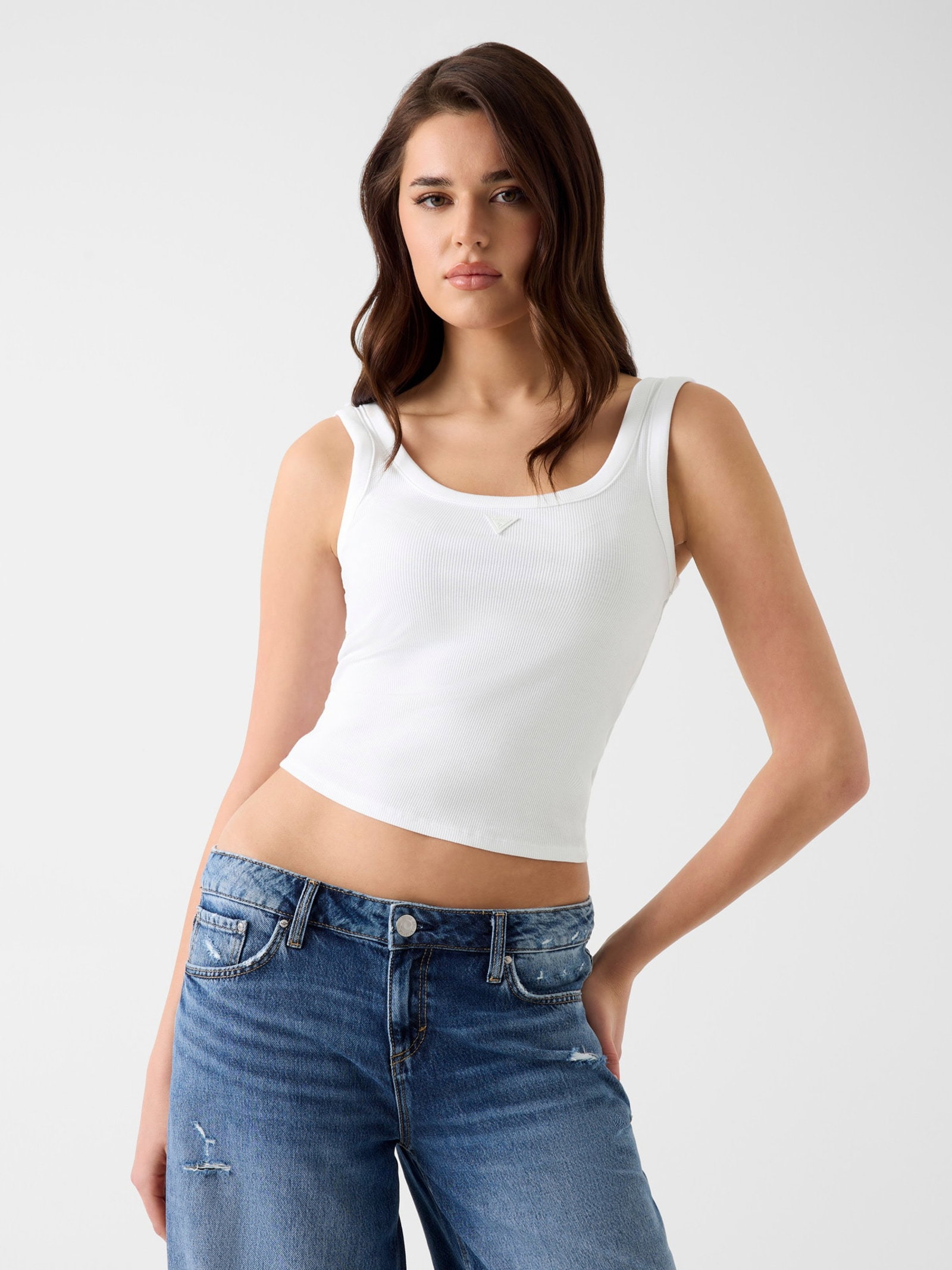 Guess Tanktop Met Logo in wit