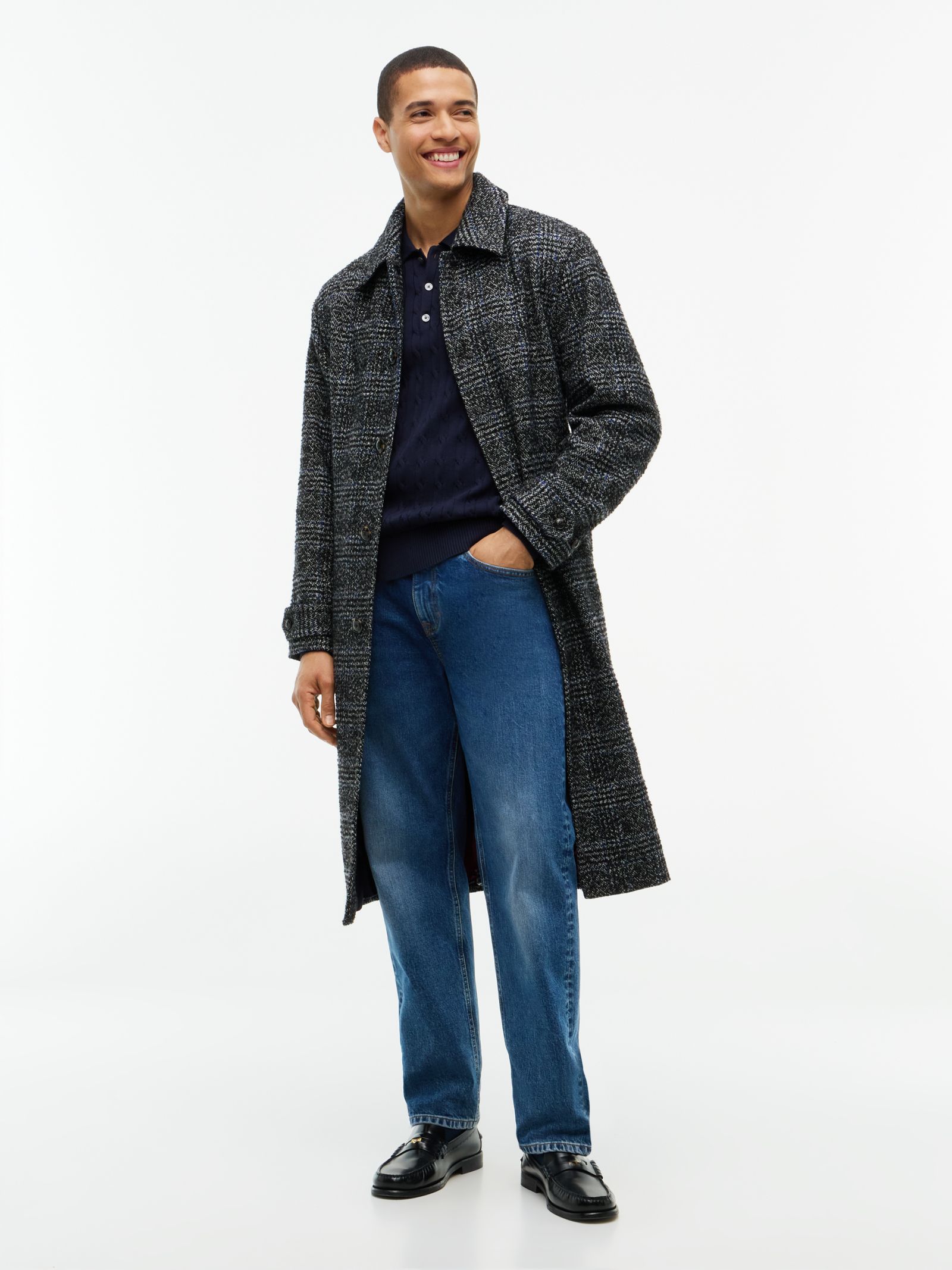 Tommy Hilfiger New York Label Relaxed wolmix jas met ruit