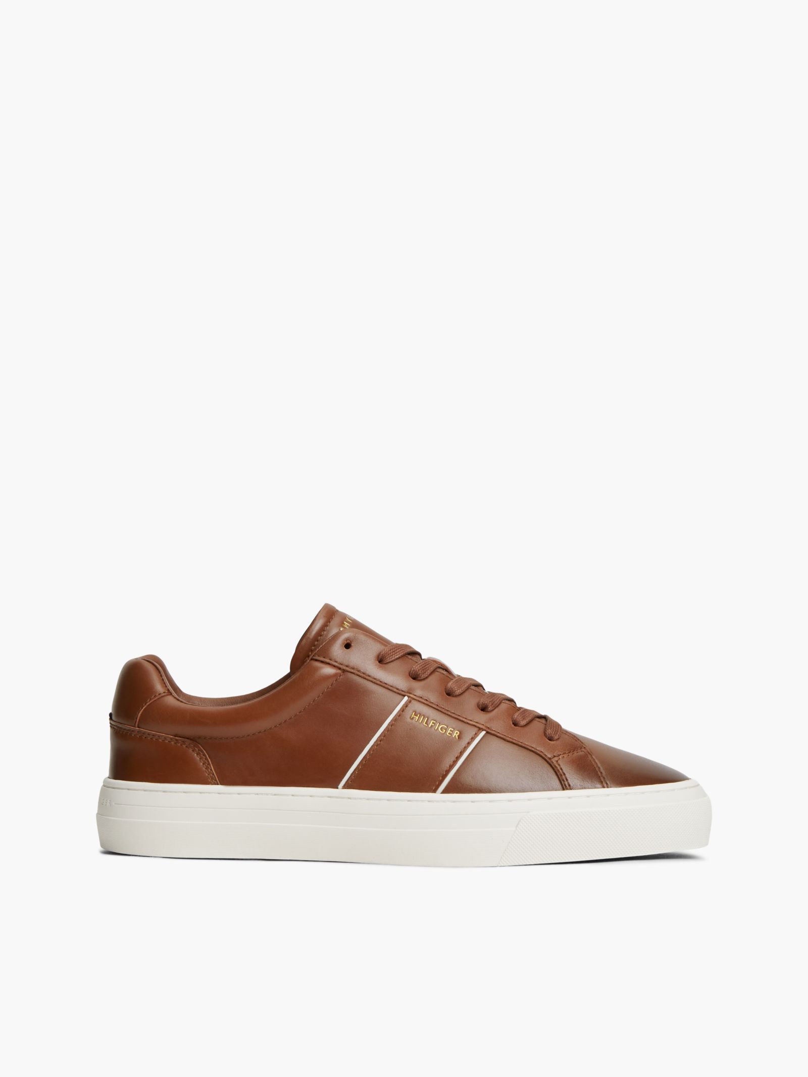 Tommy Hilfiger New York Label leren cupsole sneaker in bruin