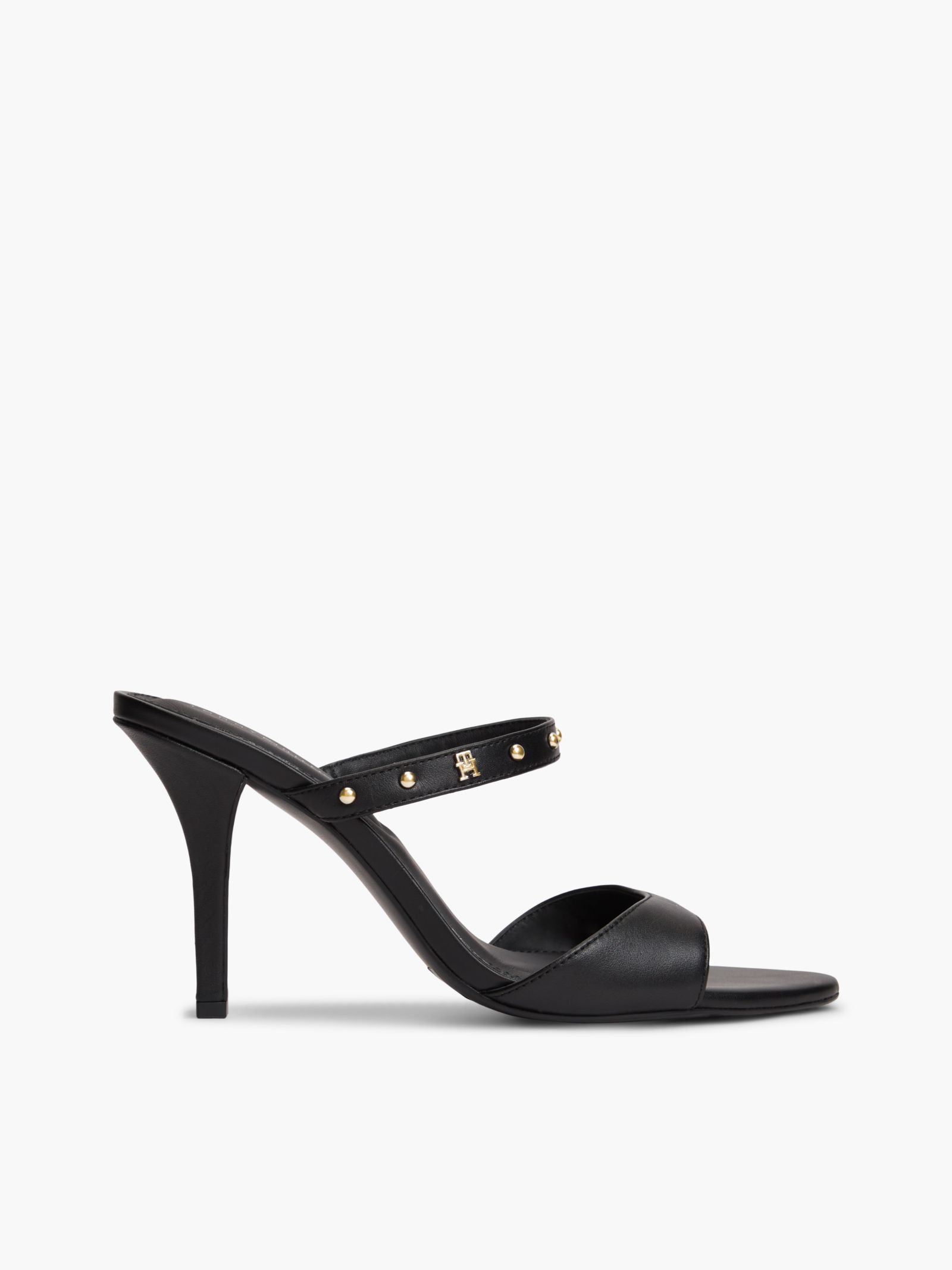 Tommy Hilfiger Leren sandaal met hak studs en TH Monogram
