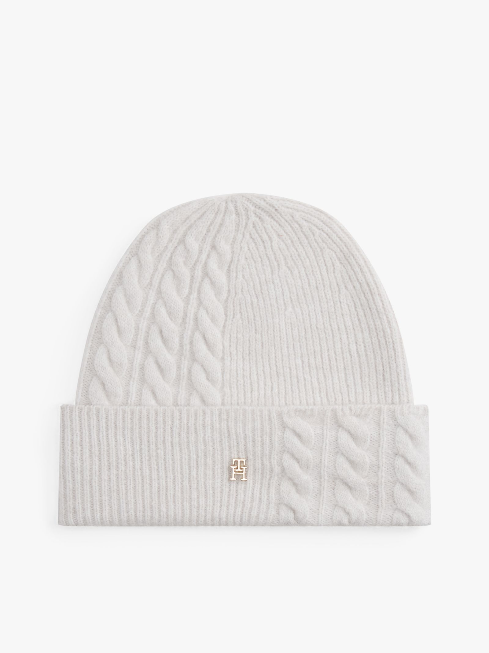 Tommy Hilfiger chic fluffy beanie met wol in grijs