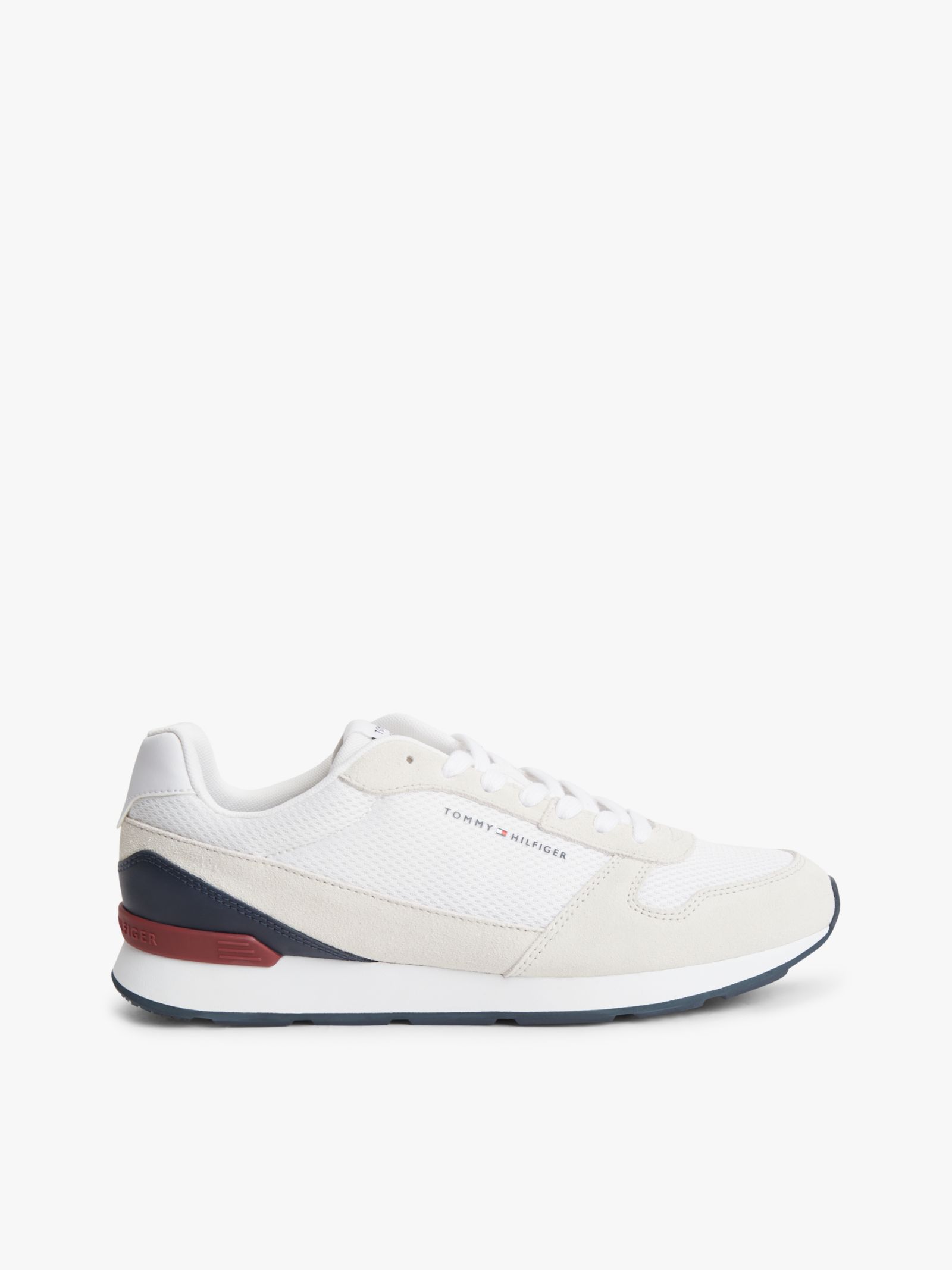 Tommy Hilfiger Suède lichtgewicht mesh sneaker in wit