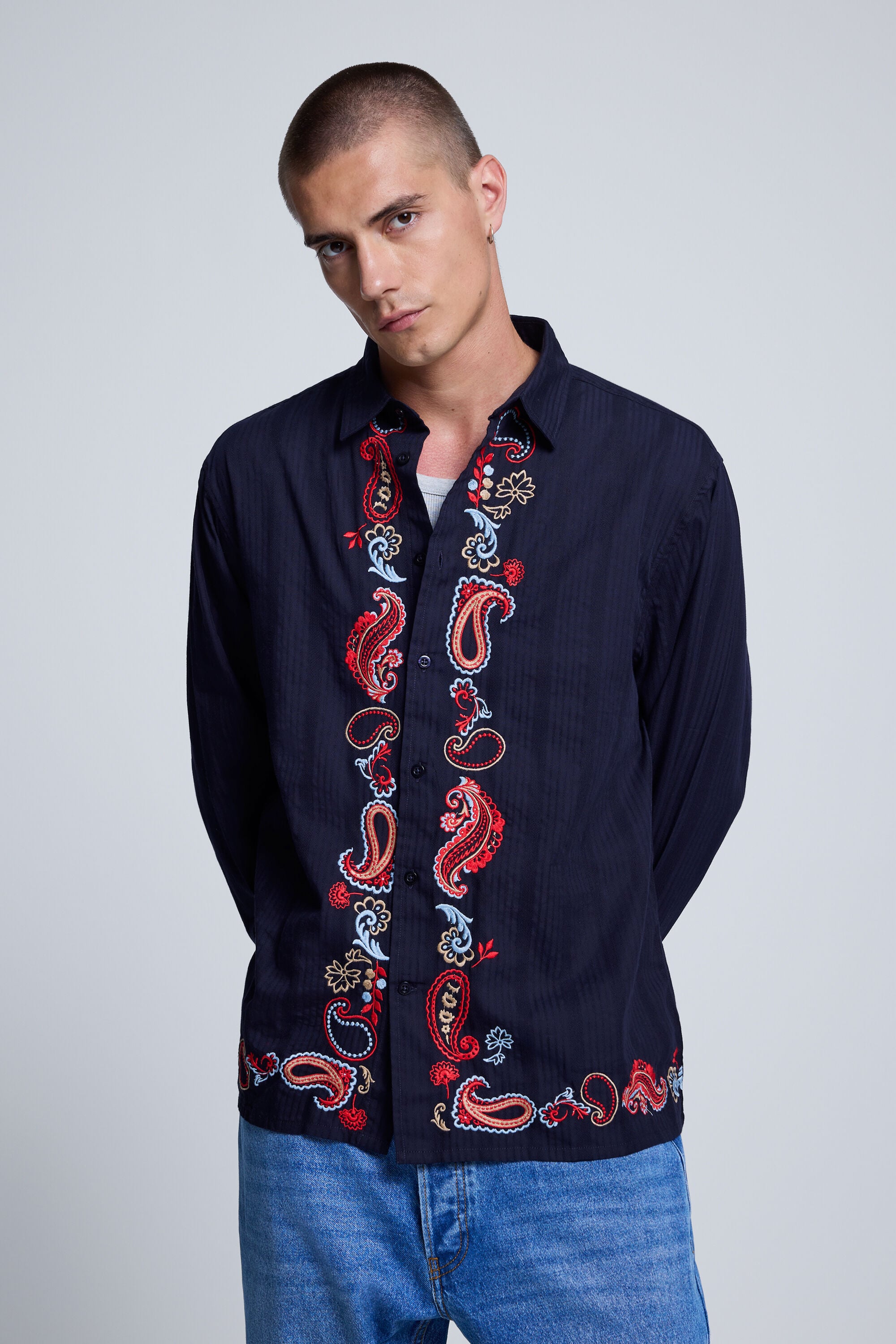 Desigual geborduurde blouse met lange mouwen