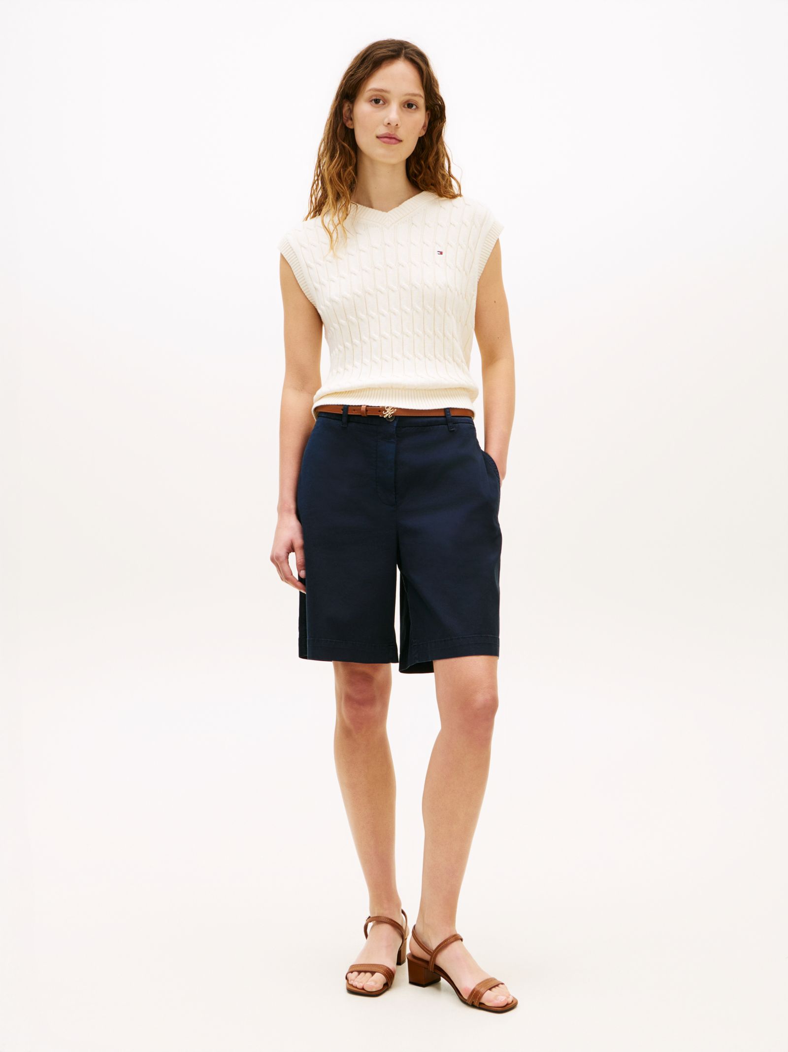 Tommy Hilfiger regular fit chino short met wassing in marine