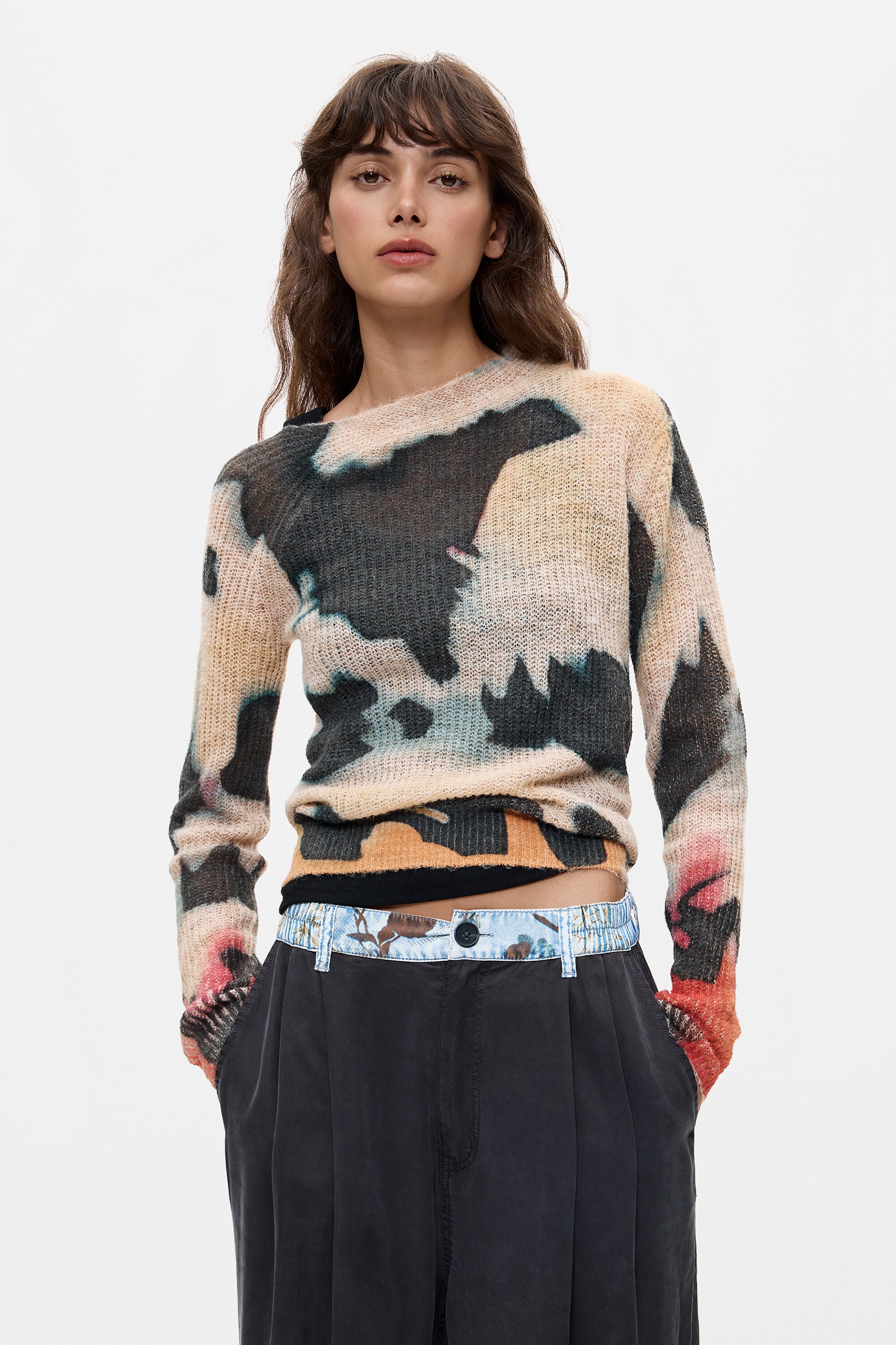 Desigual Trui met tie-dyeprint