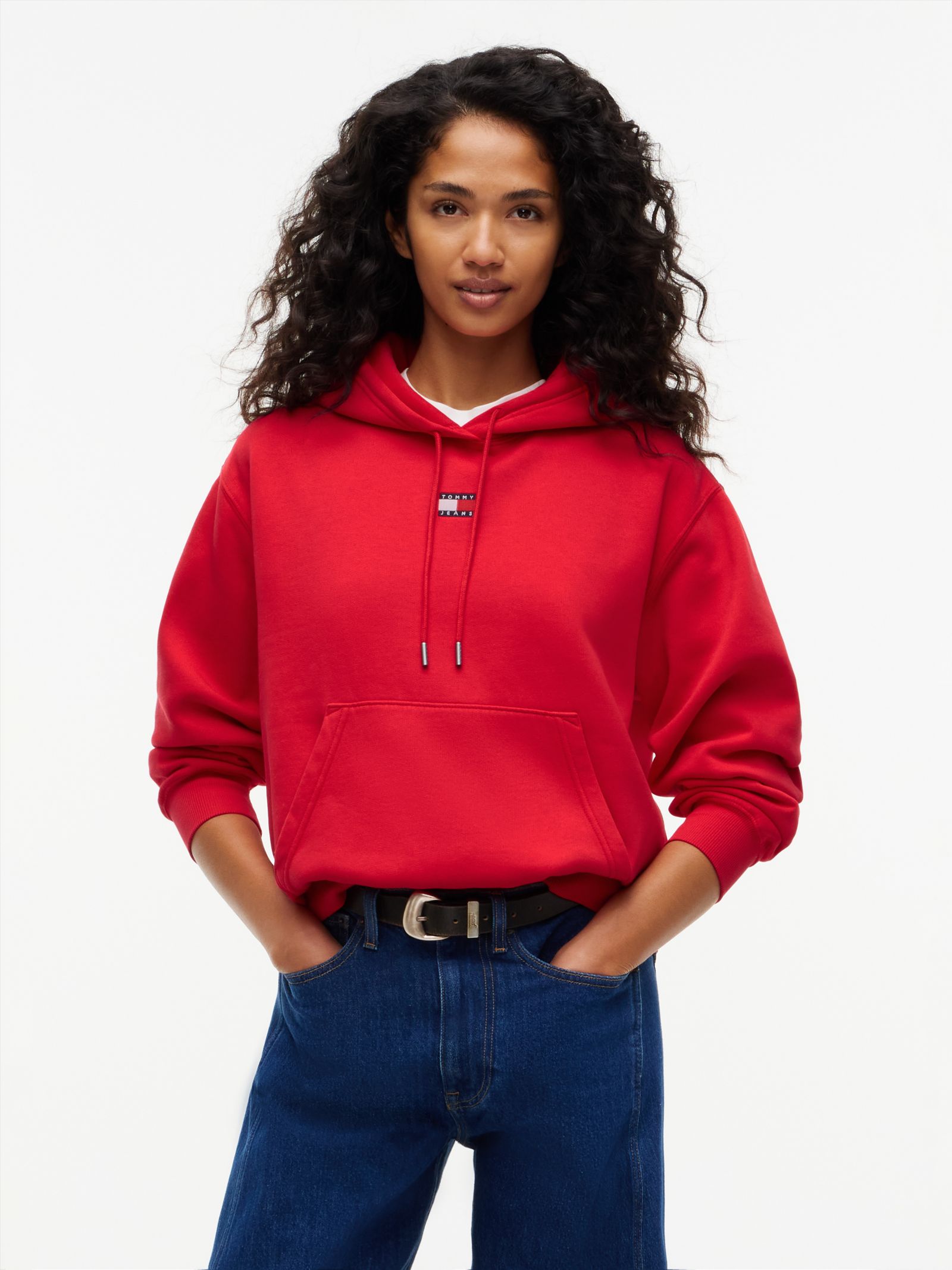 Tommy Jeans Relaxed fit hoodie met trekkoord en Tommy badge in rood