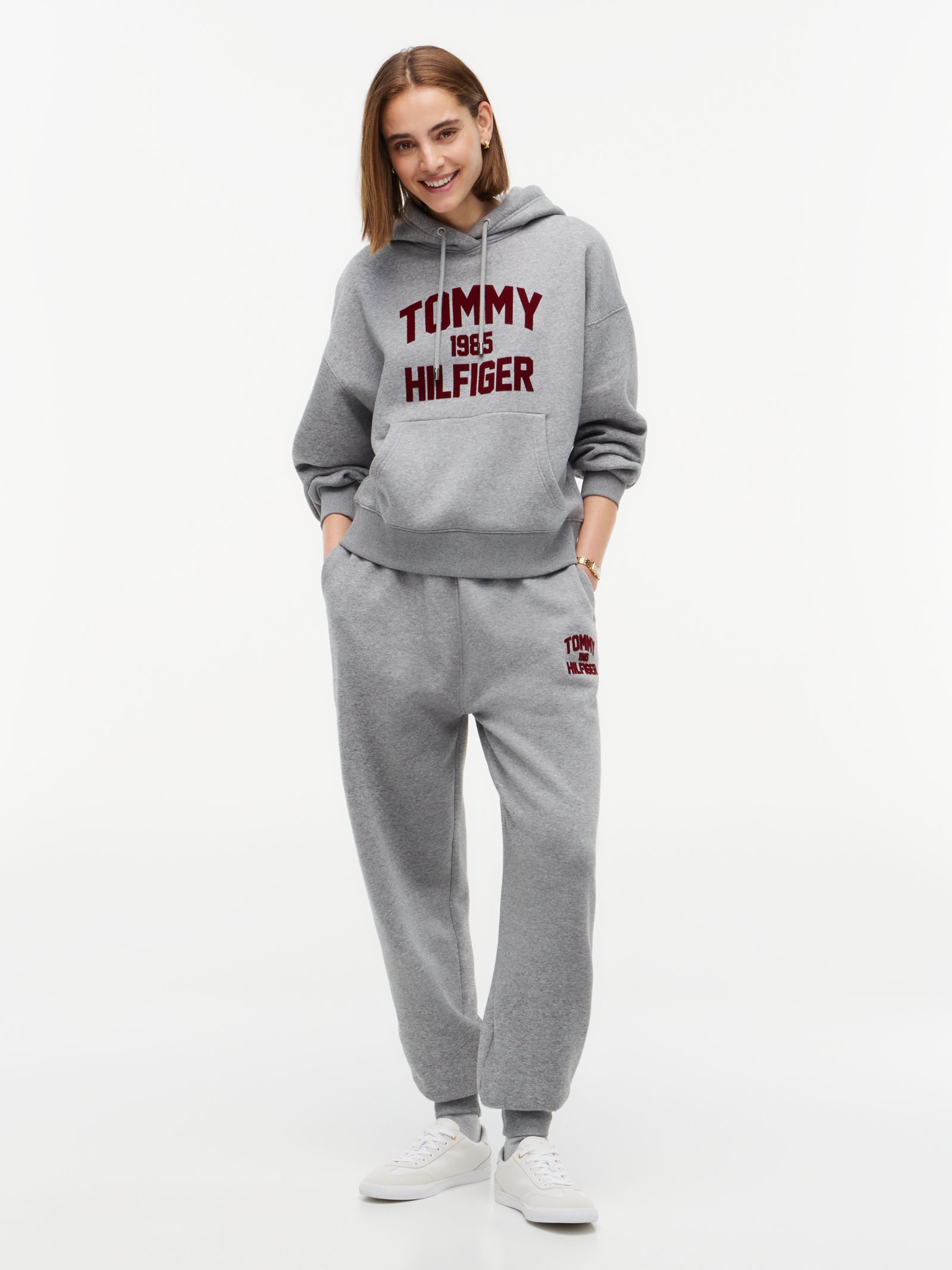 Tommy Hilfiger Jogger met boord en flocked varsity logo in grijs