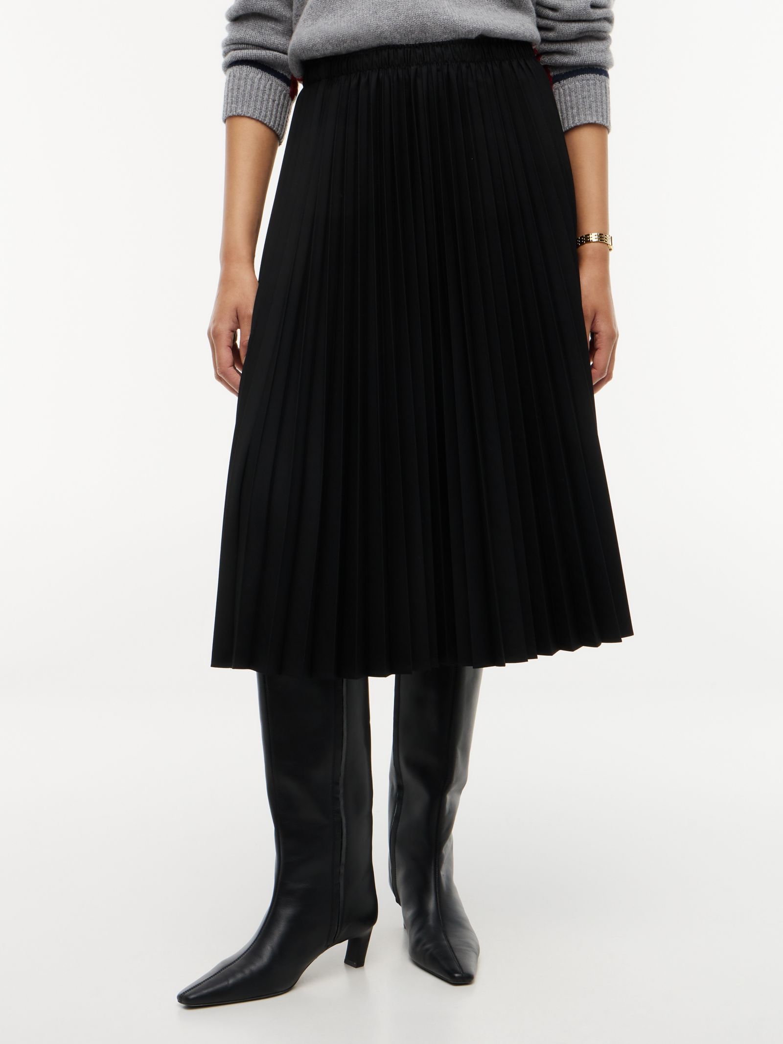 Tommy Hilfiger Midirok van twill met plooien in zwart