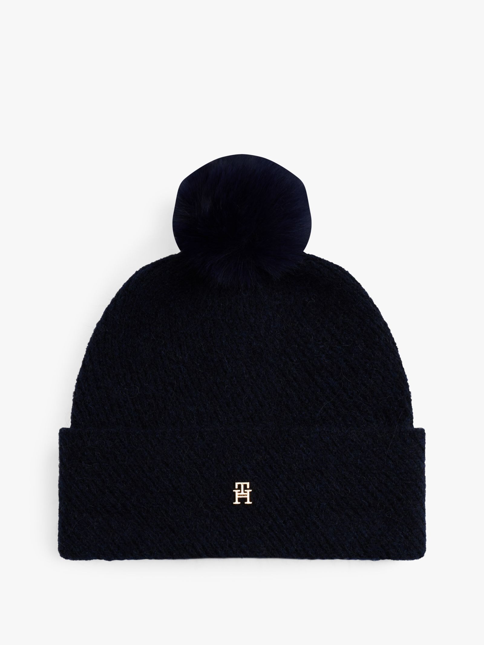 Tommy Hilfiger Chic beanie met pompon en wol in marine