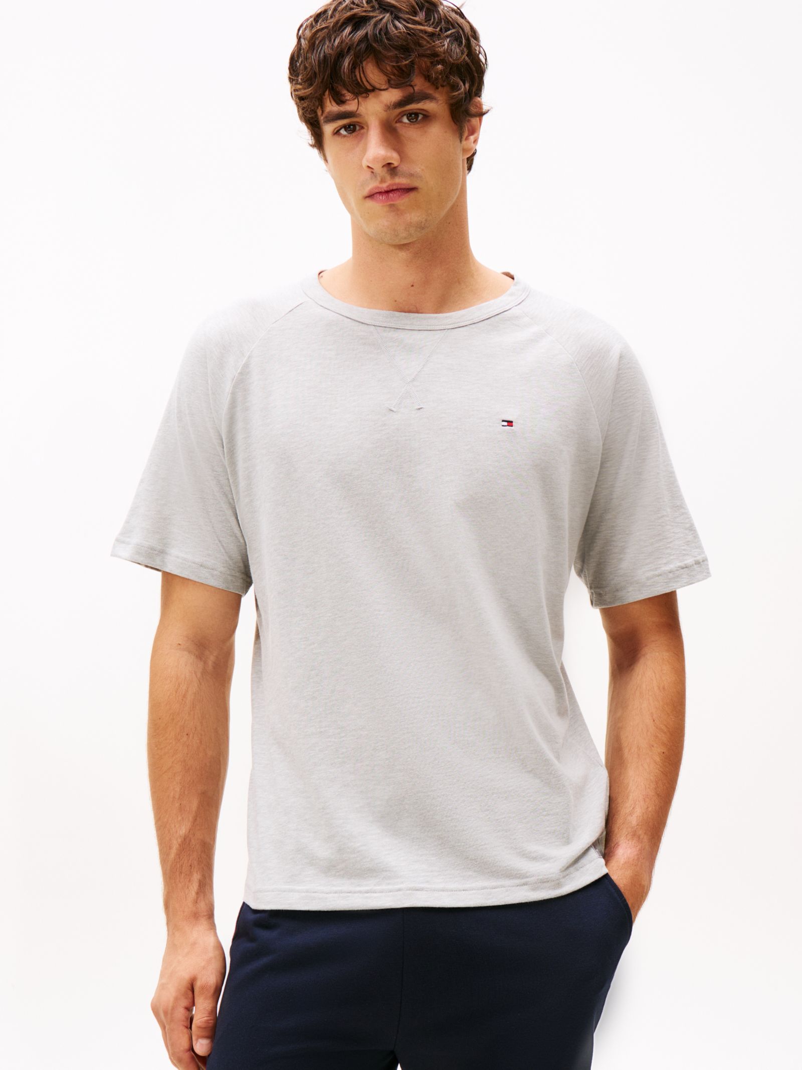 Tommy Hilfiger Getextureerd lounge T-shirt met raglanmouw in grijs