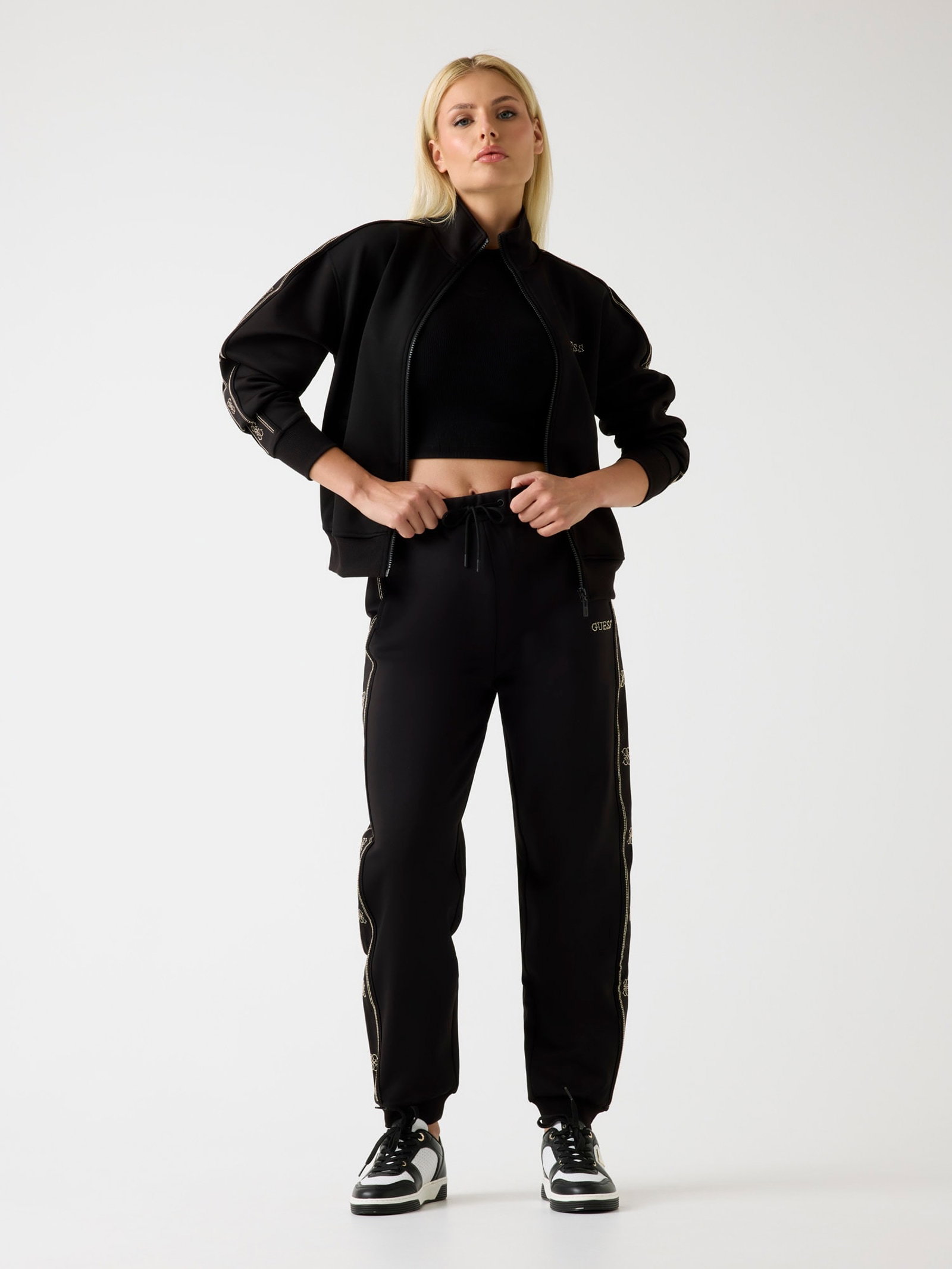 Guess Joggingbroek Met Logo Band in zwart