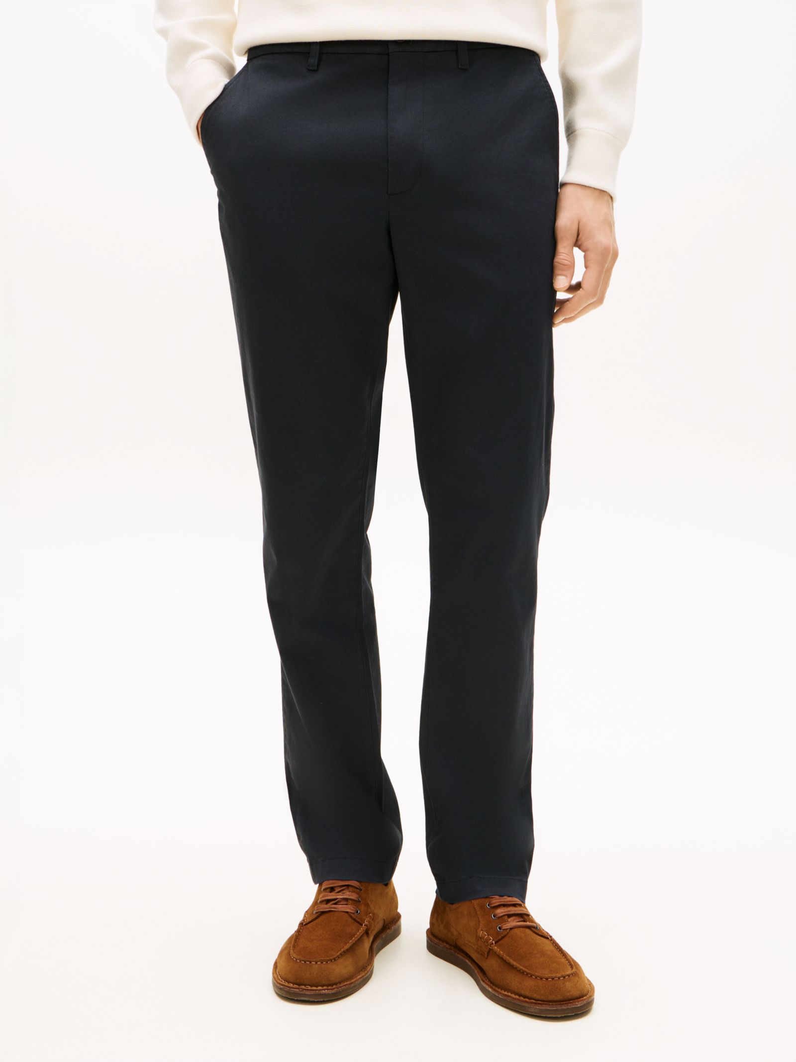 Tommy Hilfiger Denton Slim Straight Chino met Microprint in marine