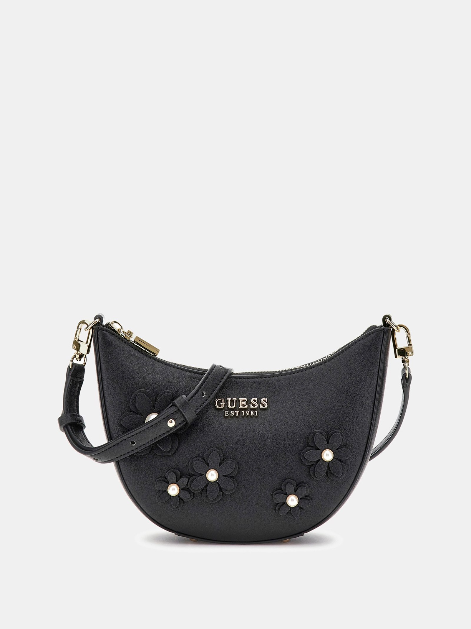 Guess Mini-Schoudertas Zaria Bloemen in zwart