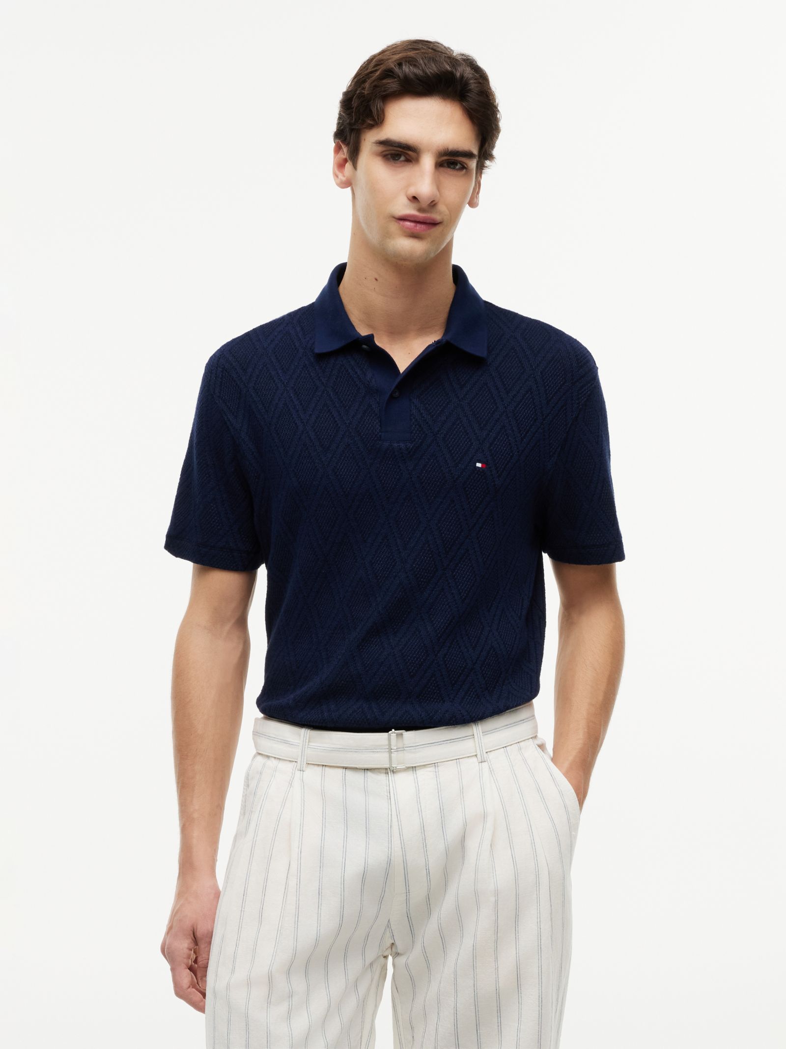 Tommy Hilfiger Classic fit jacquard poloshirt in marine