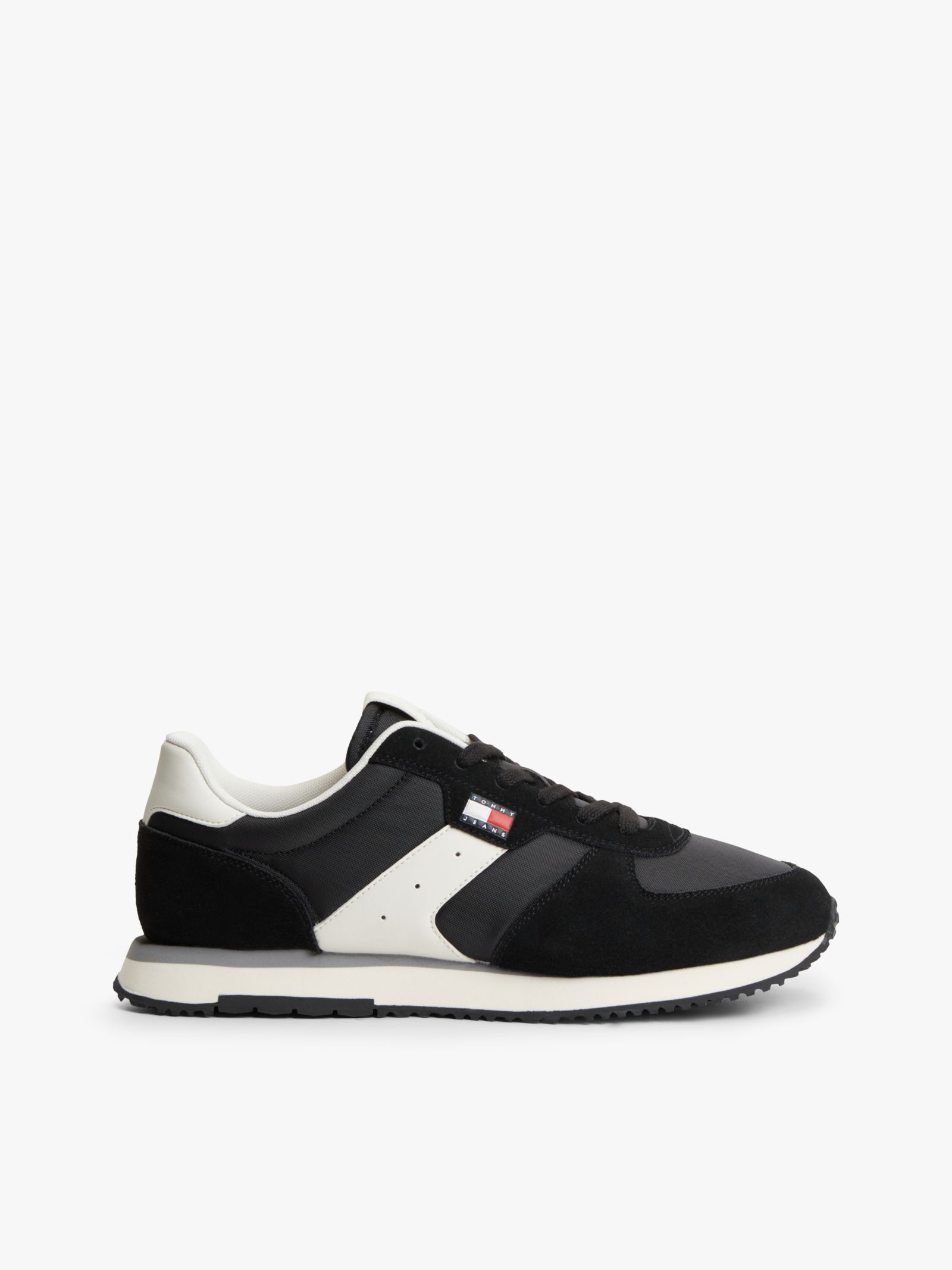 Tommy Jeans Suède Sneaker met gemengde texturen in zwart