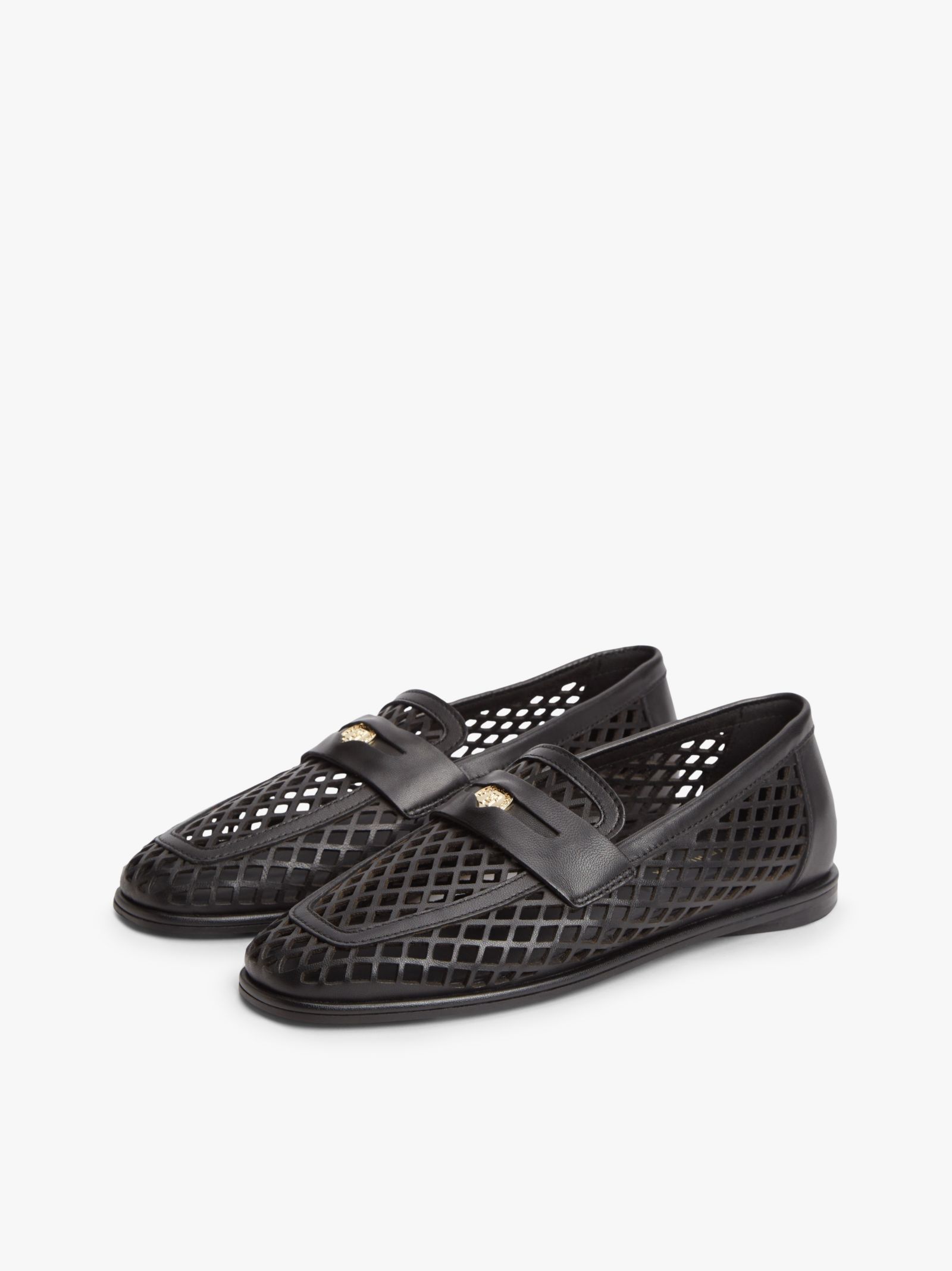 Tommy Hilfiger Penny Loafer van leer met uitsnijdingen in zwart