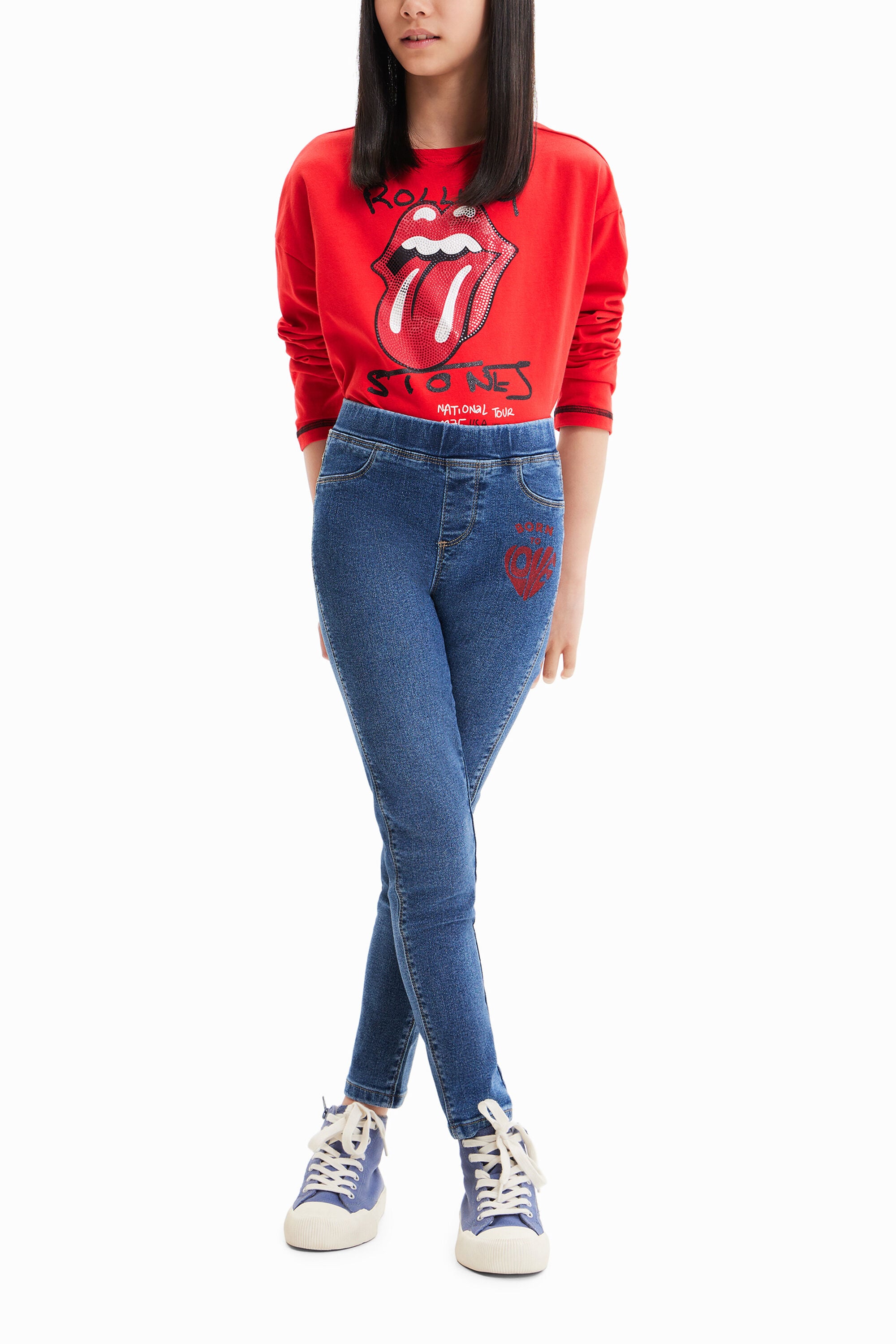Desigual Spijkerlegging met tekst in blauw