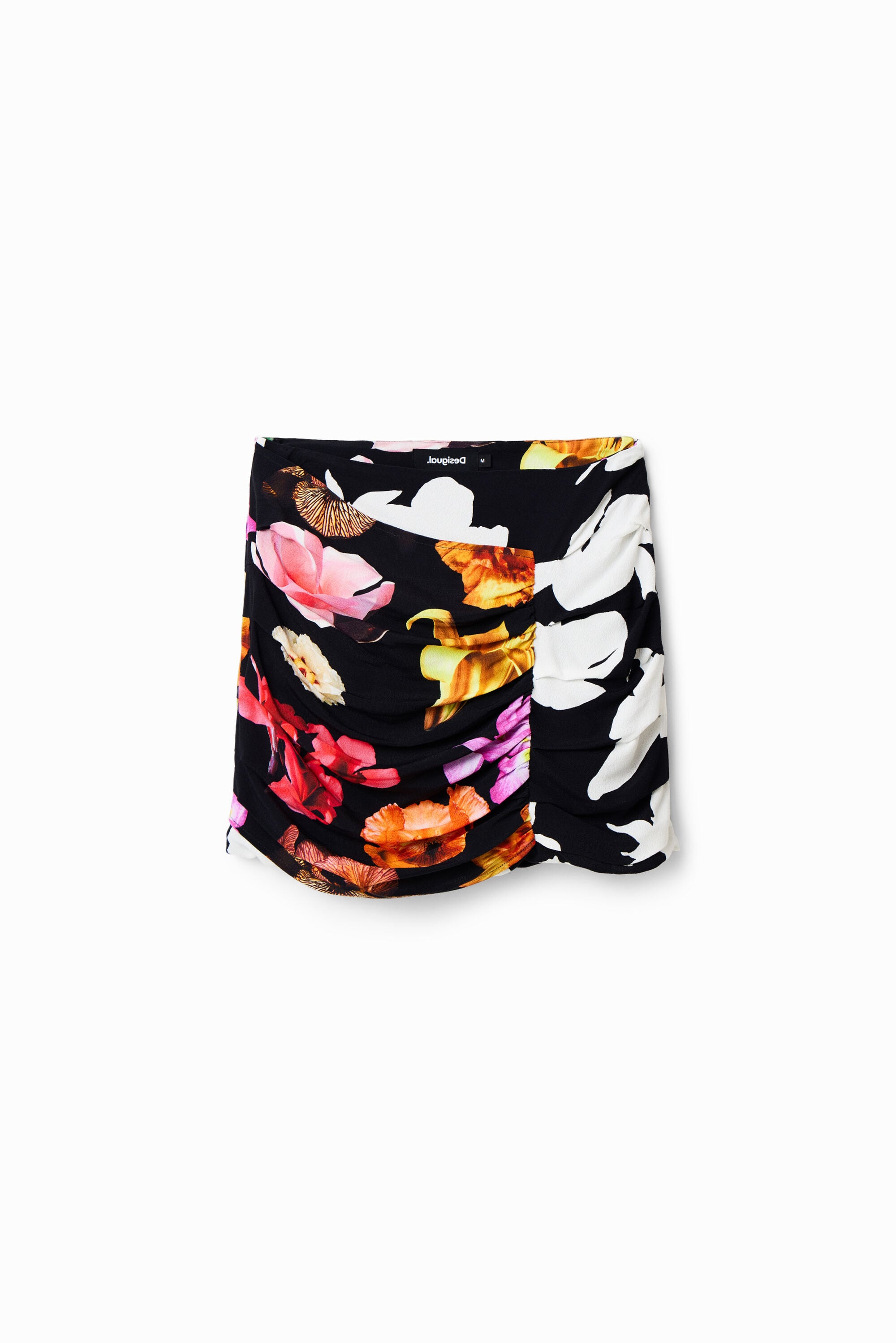 Desigual Gedrapeerde minirok met bloemen in zwart