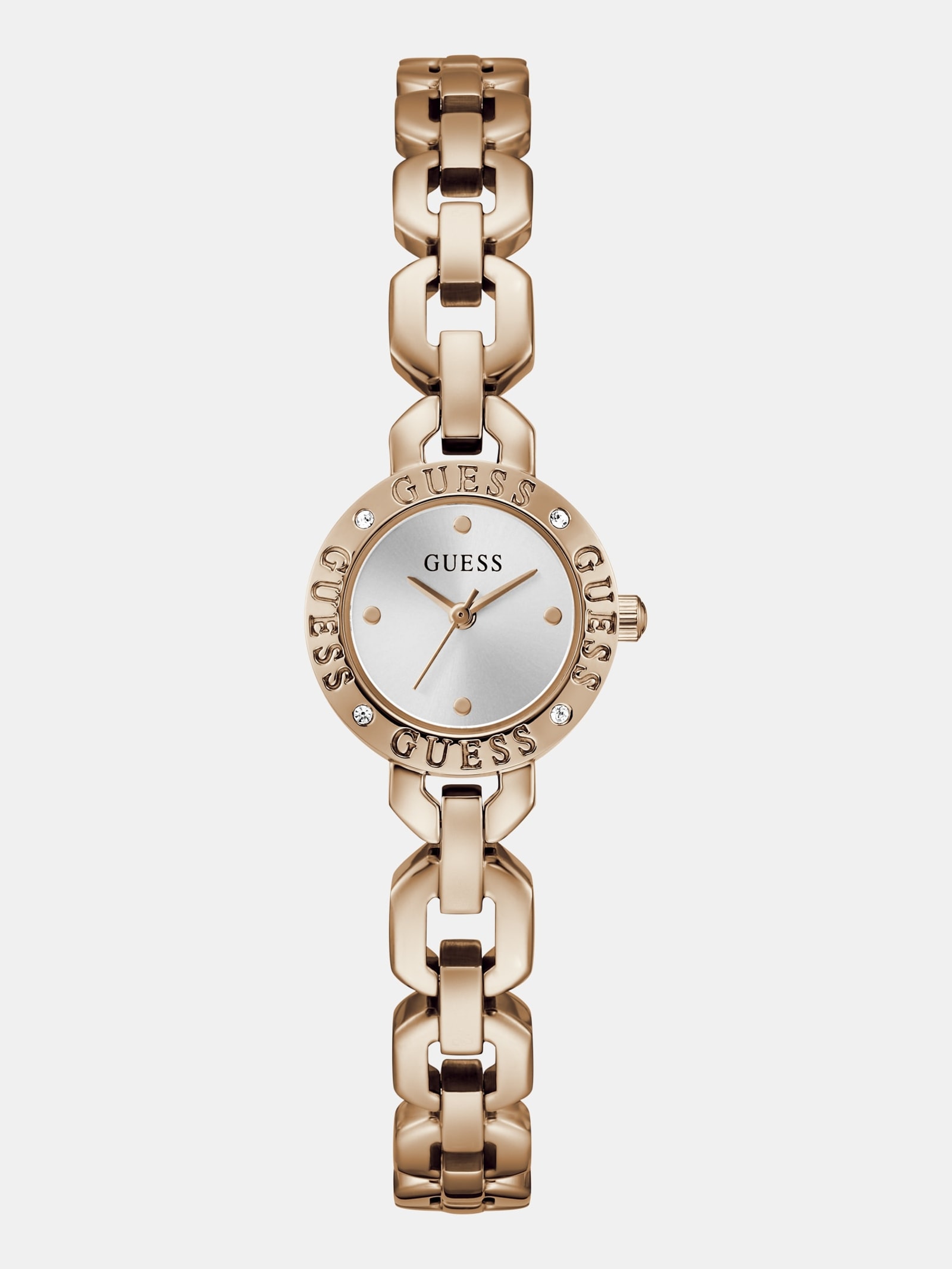Guess Analoge Horloge Van Gerecycled Staal Met Kristallen, 22 Mm in zilver