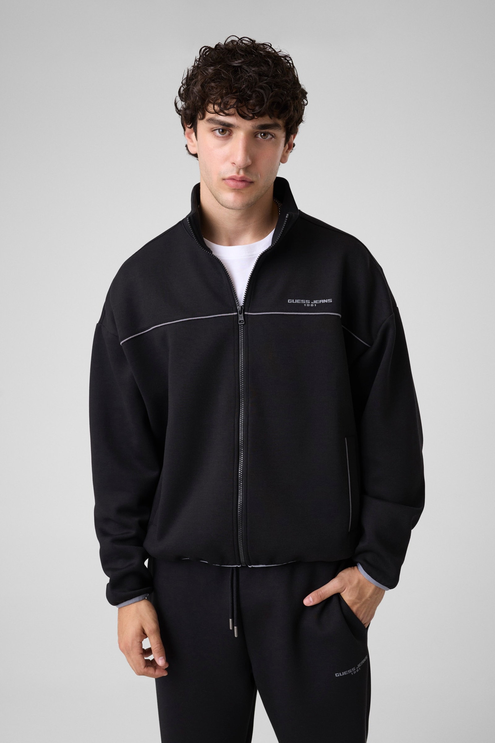 Guess Sweatshirt Met Volledige Rits for men in zwart