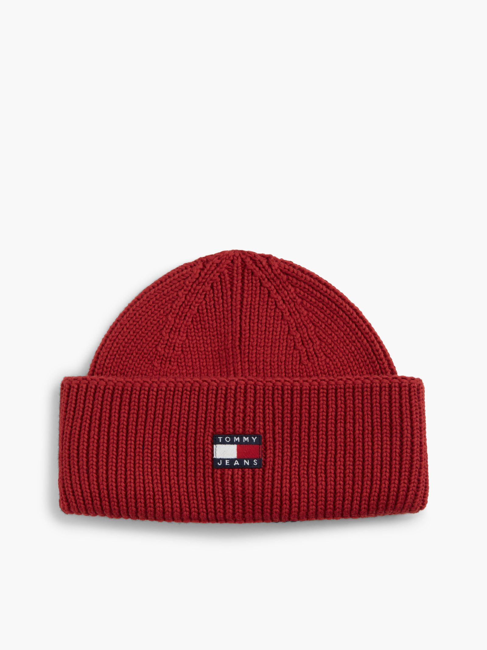 Tommy Jeans Korte beanie met logo in rood