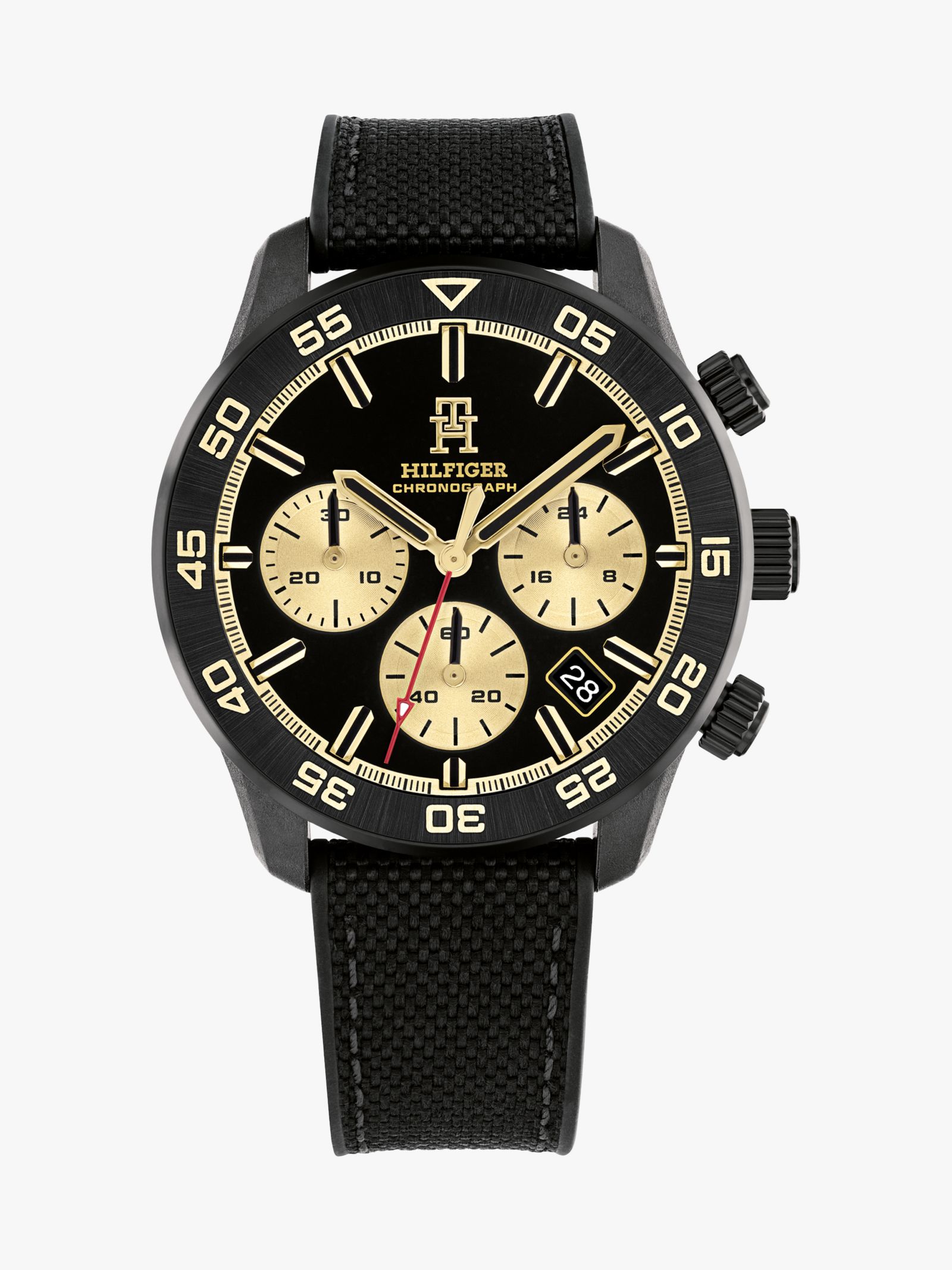 Tommy Hilfiger Zwart chronograafhorloge met monogram