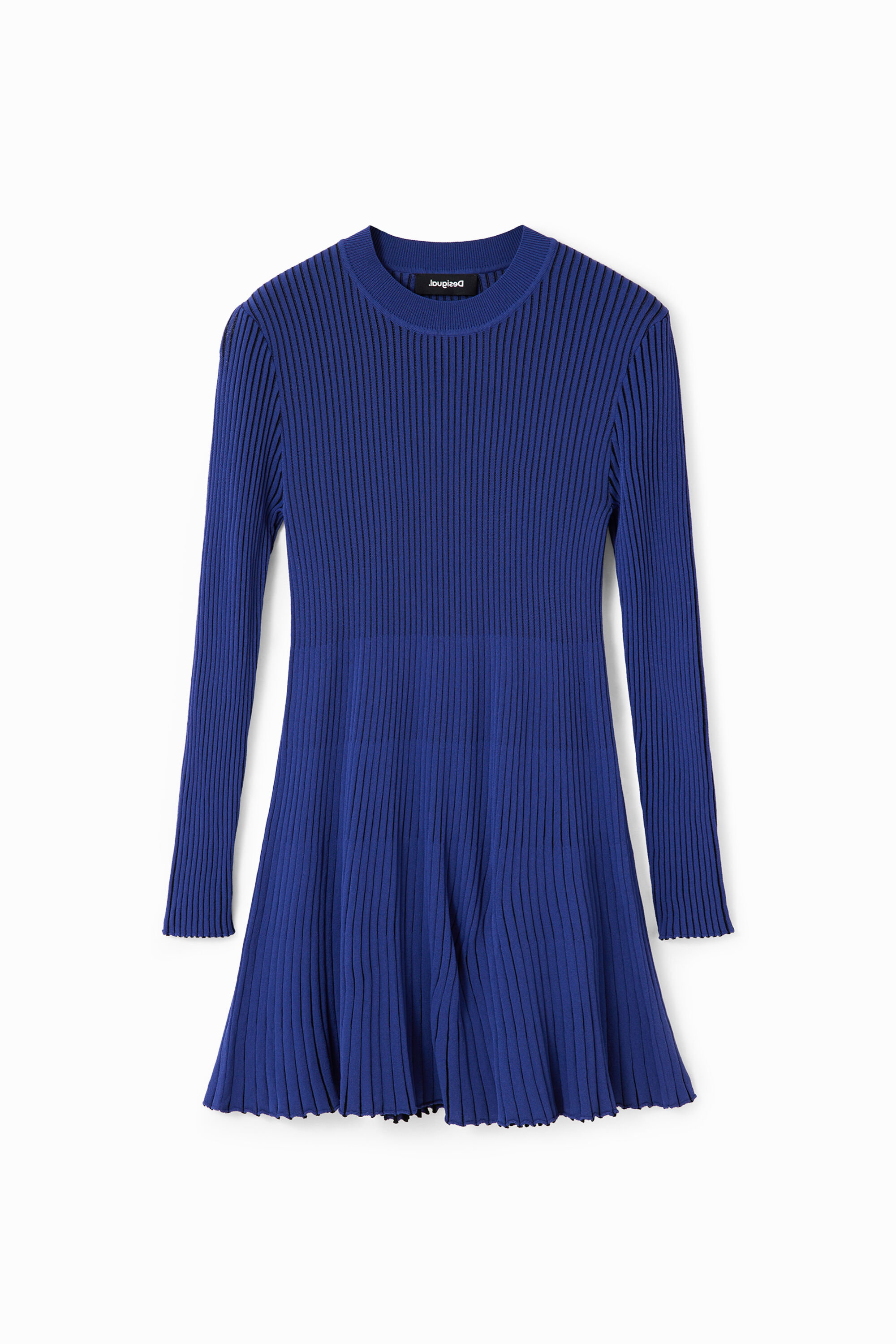 Desigual Korte geribbelde jurk in blauw