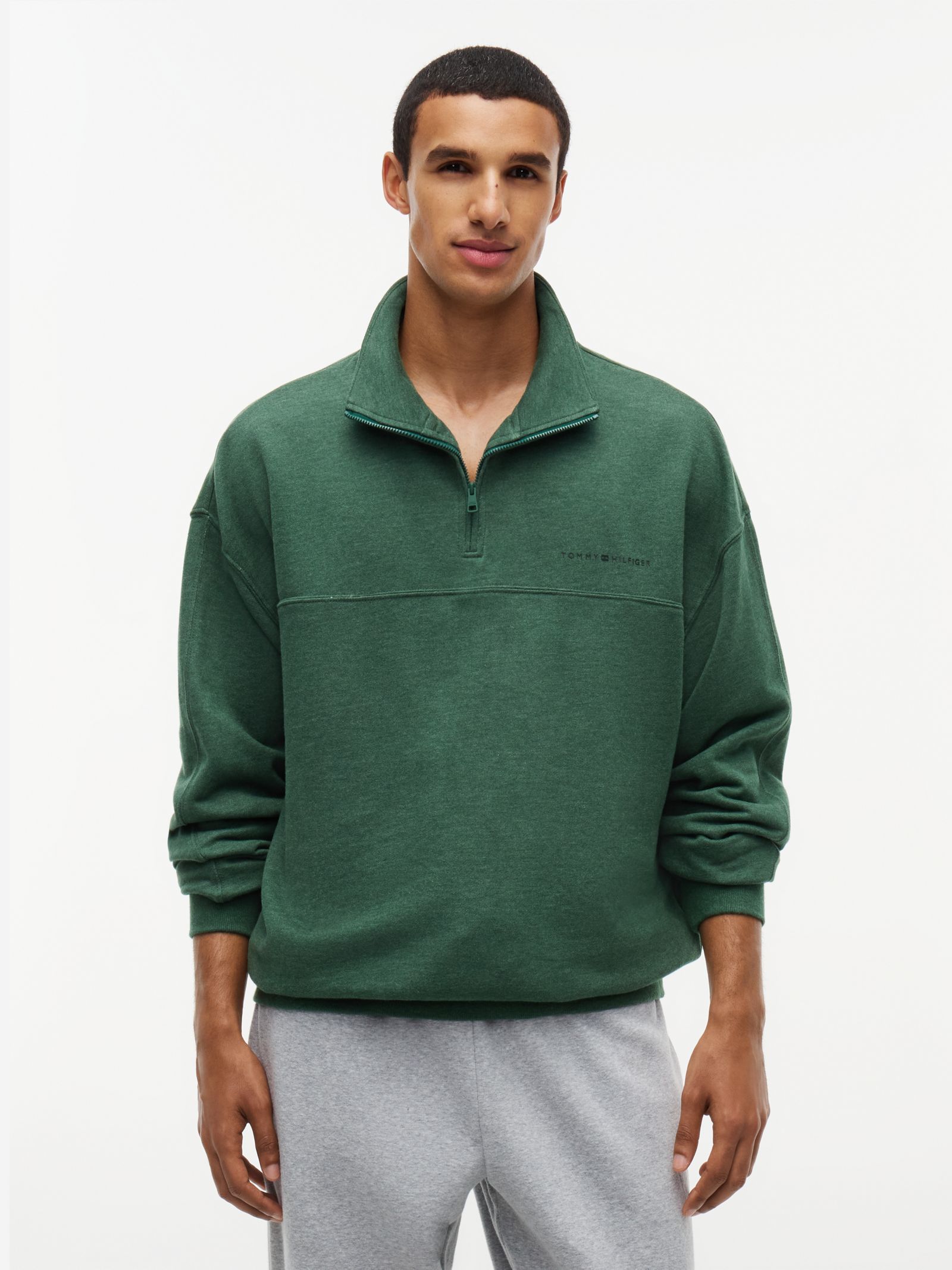 Tommy Hilfiger TH Original Terry Loungetrui met kwartrits in groen