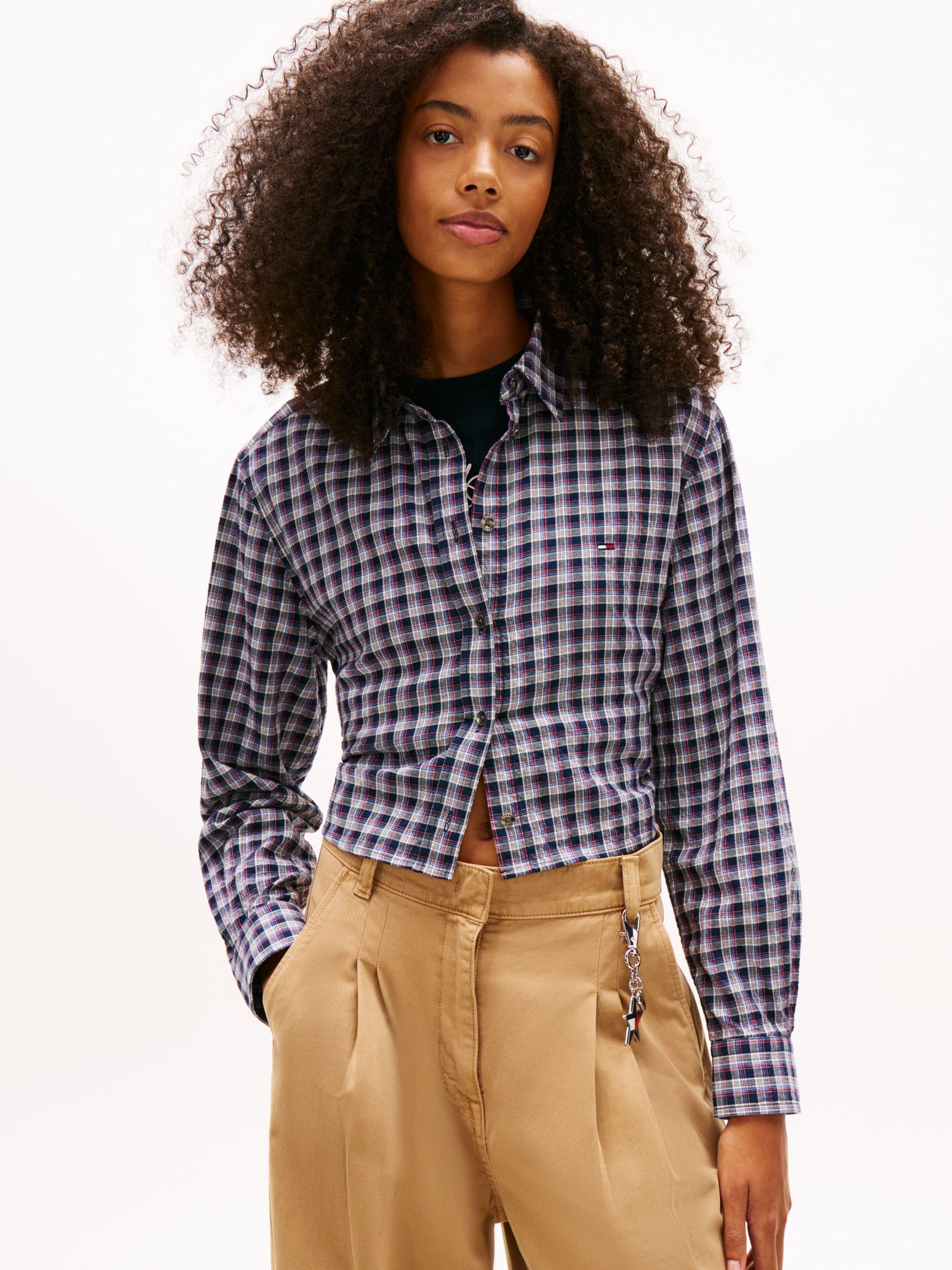 Tommy Jeans Regular Fit Seersucker Overhemd met strik