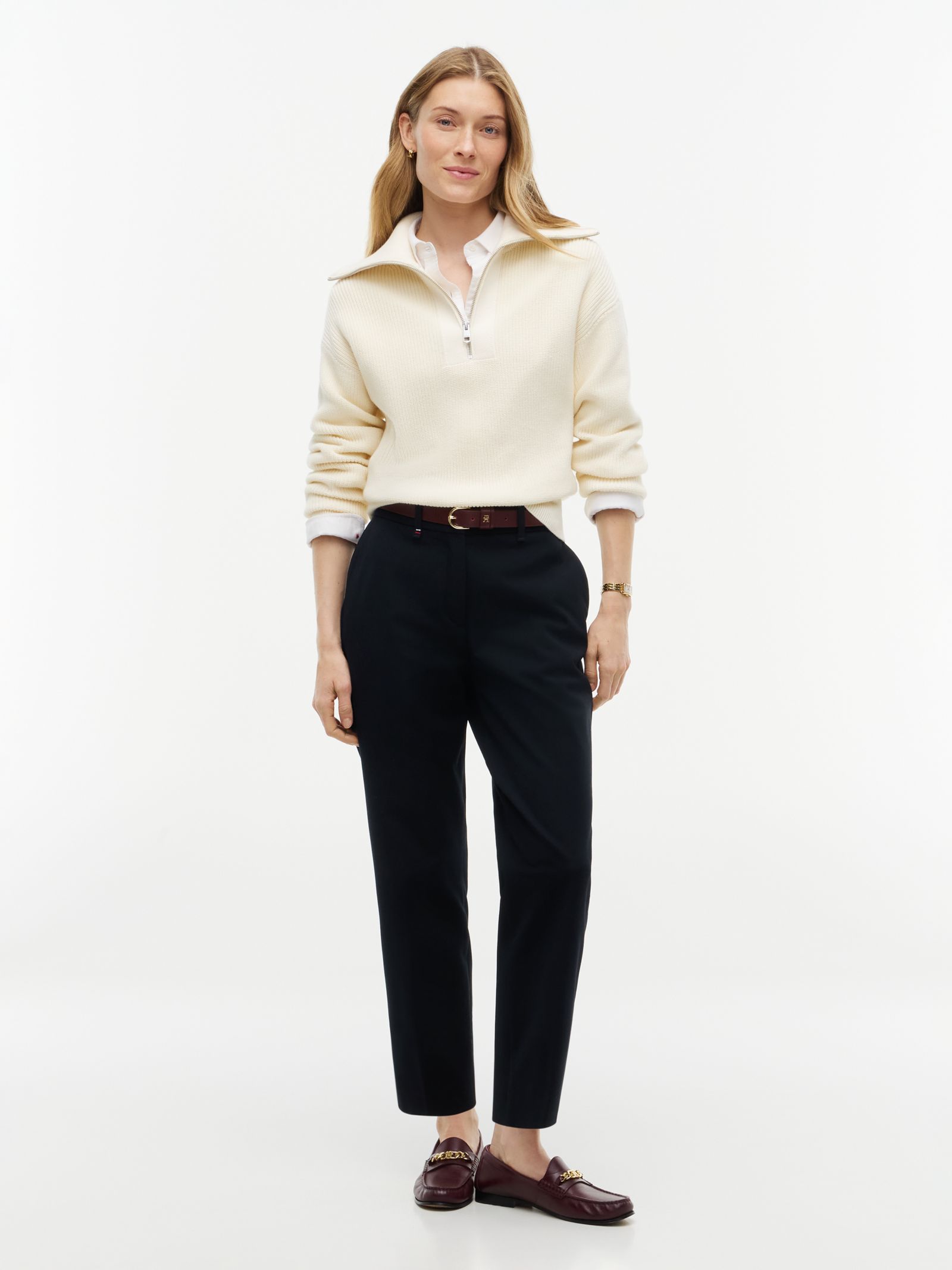 Tommy Hilfiger Slim Straight Broek van Gabardine in zwart