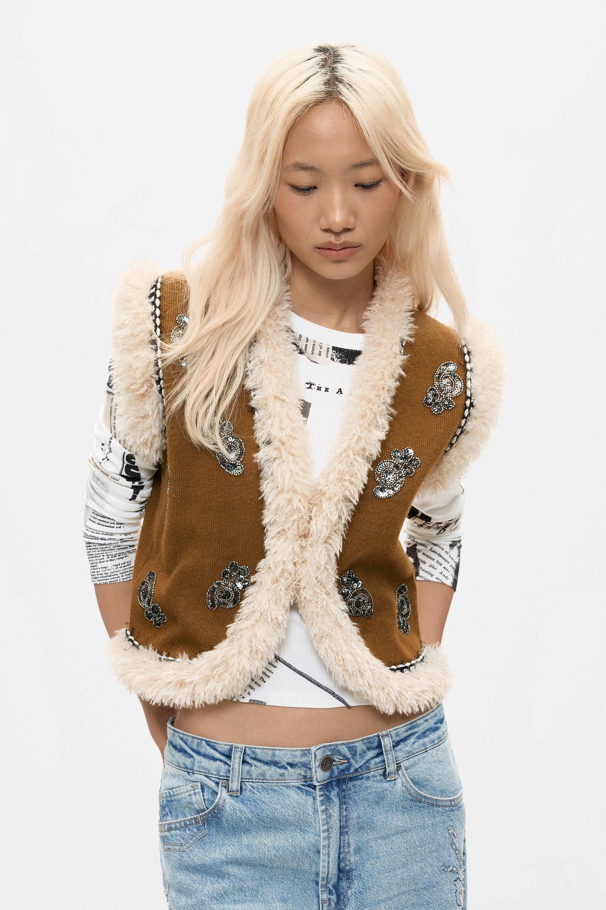 Desigual Geborduurd bontvest