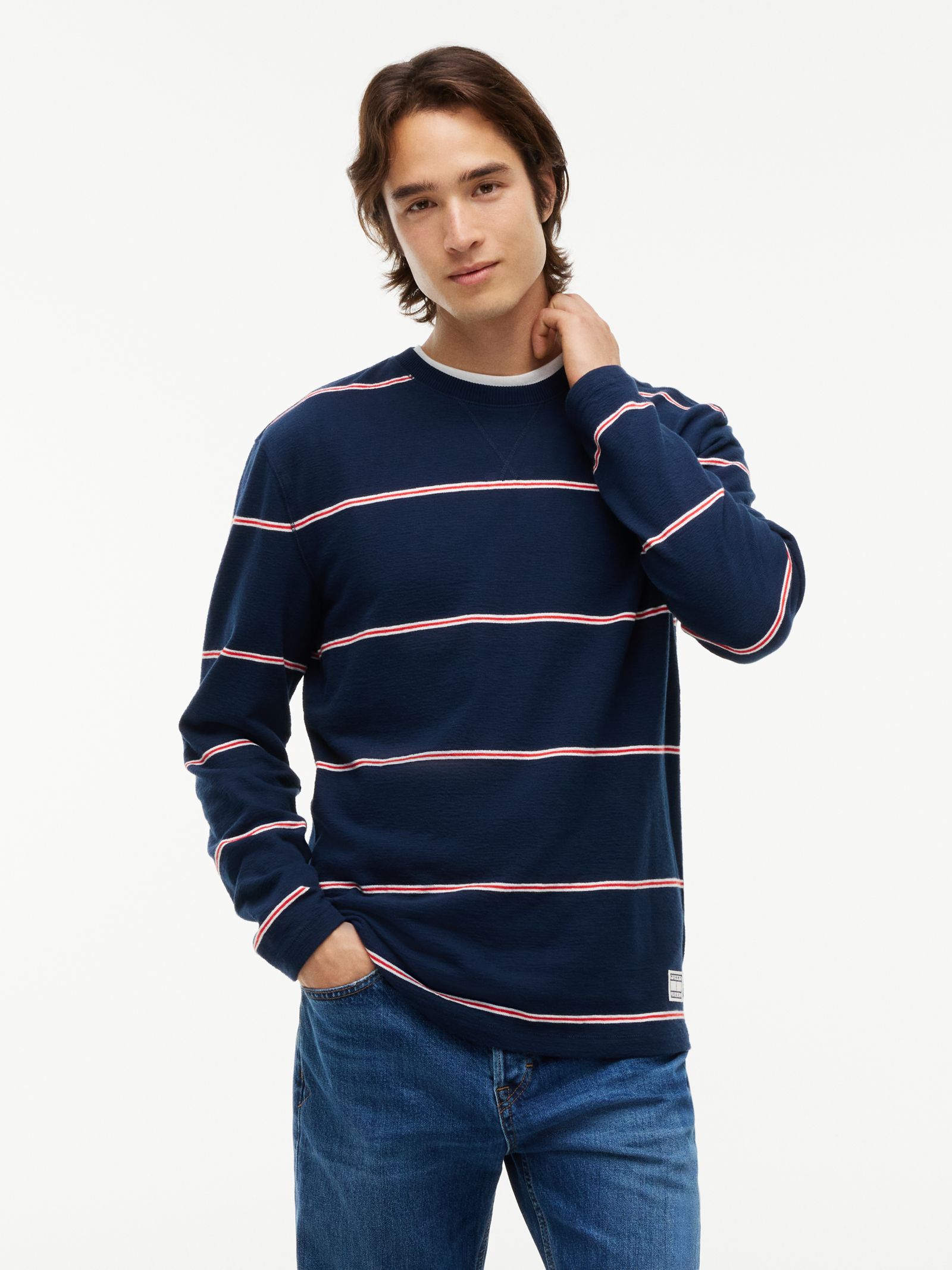 Tommy Jeans Jersey Longsleeve T-shirt met getextureerde strepen in marine