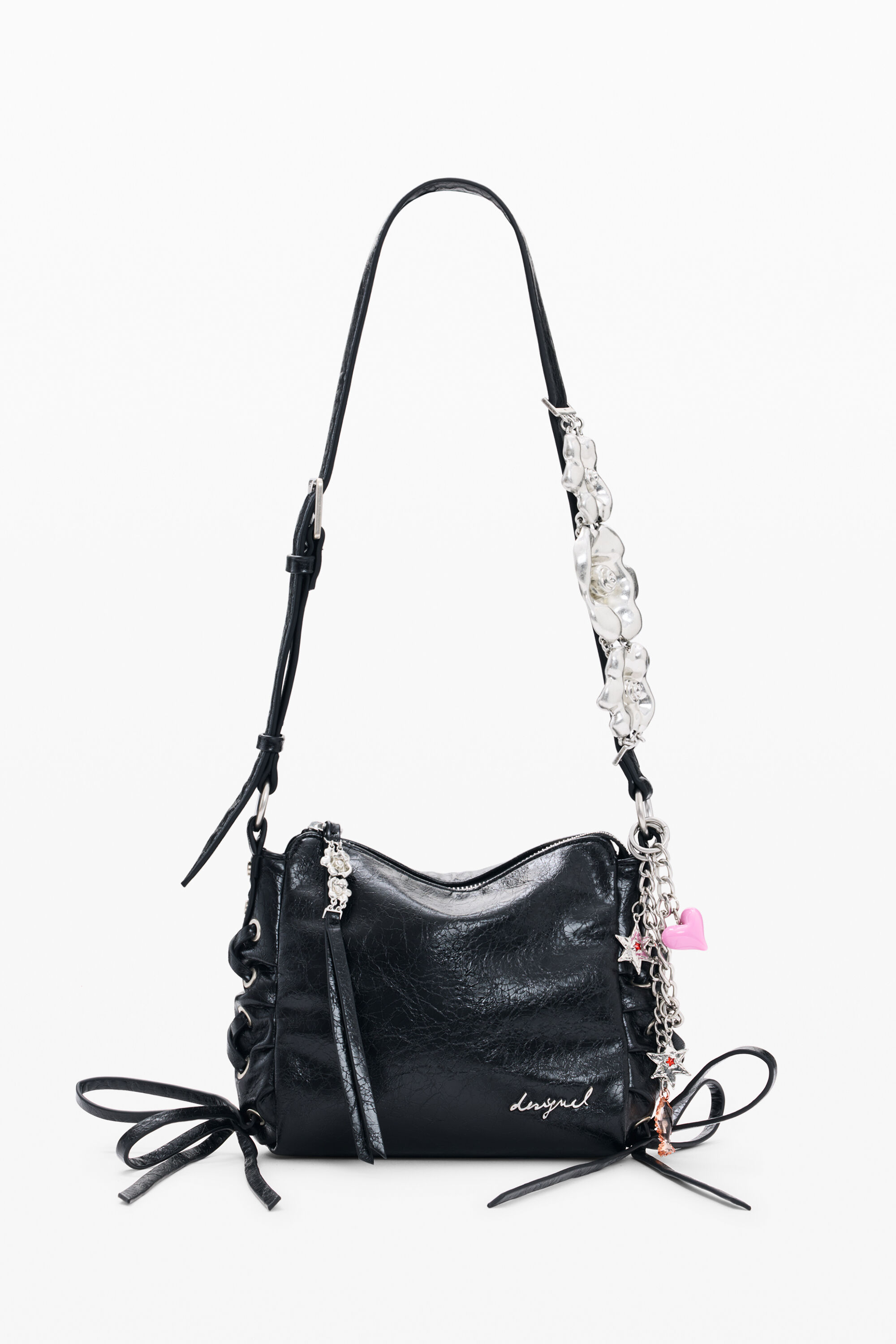 Desigual Tas met leather look charms