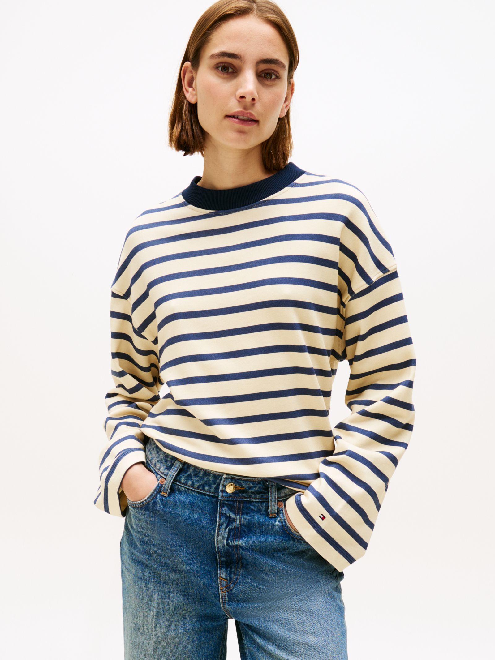 Tommy Hilfiger gestreept sweatshirt met goudkleurige knopen
