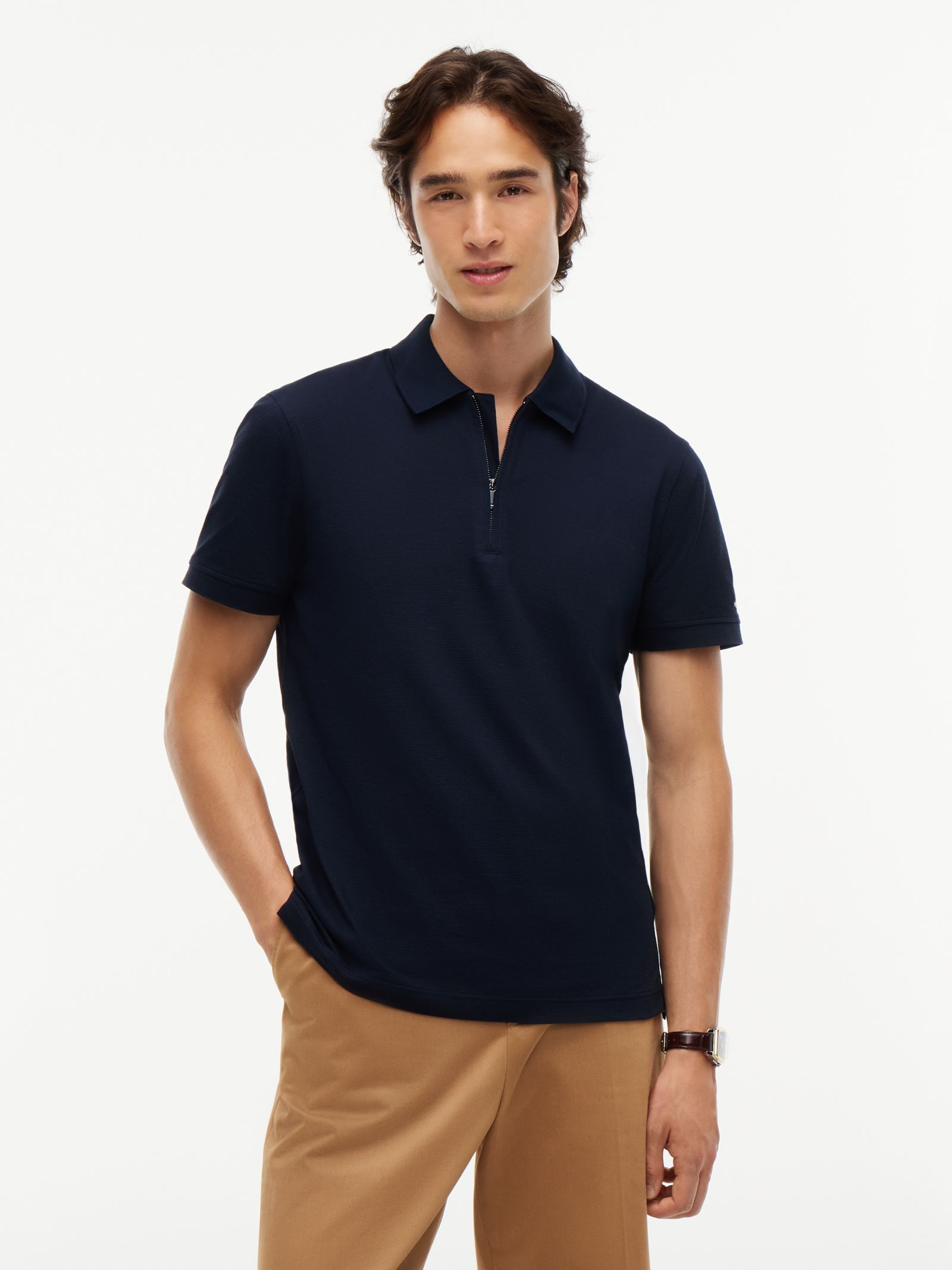 Tommy Hilfiger New York Label Performance regular fit polo in marine