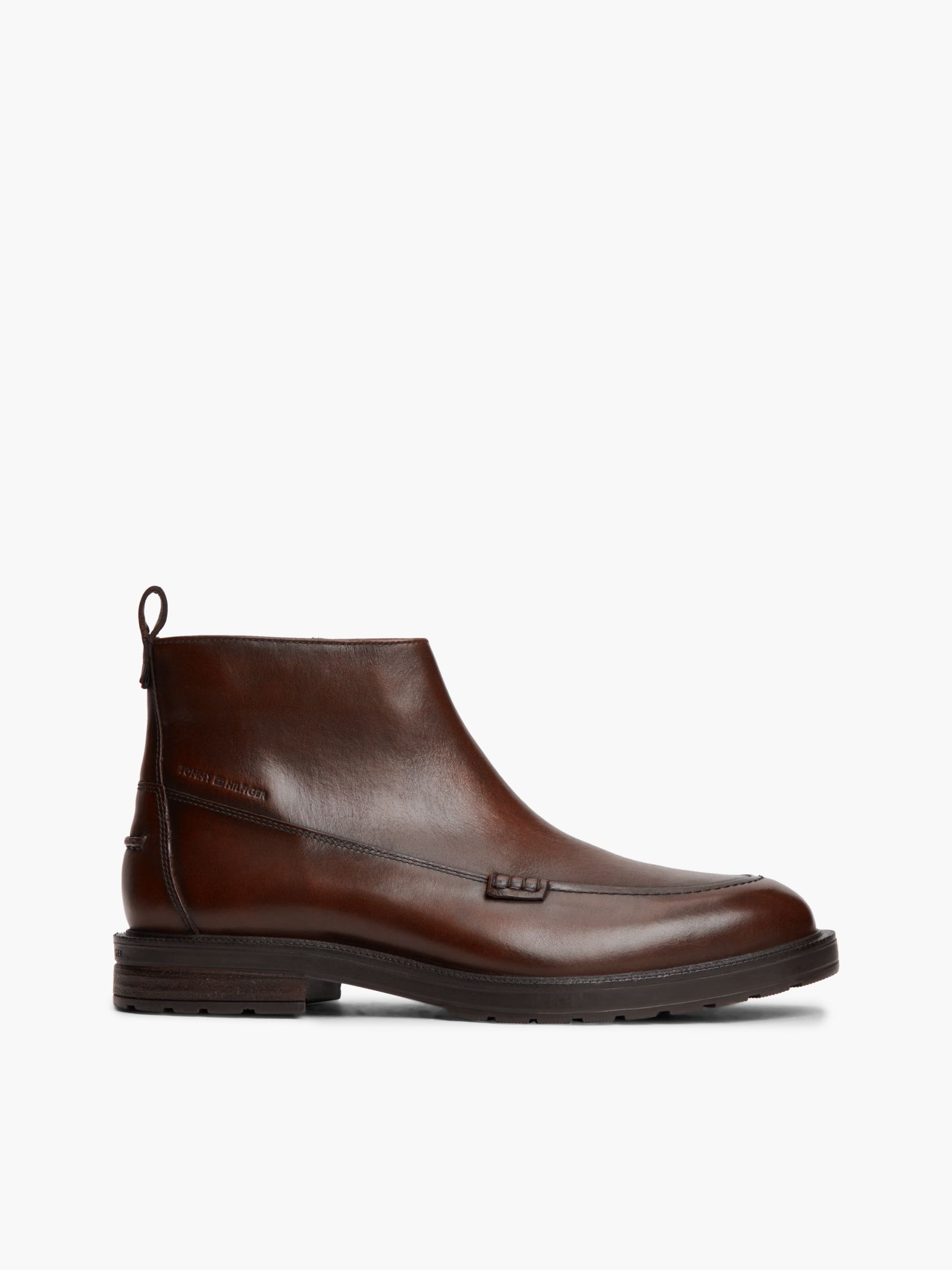 Tommy Hilfiger leren chelsea boot met profielzool en moc toe