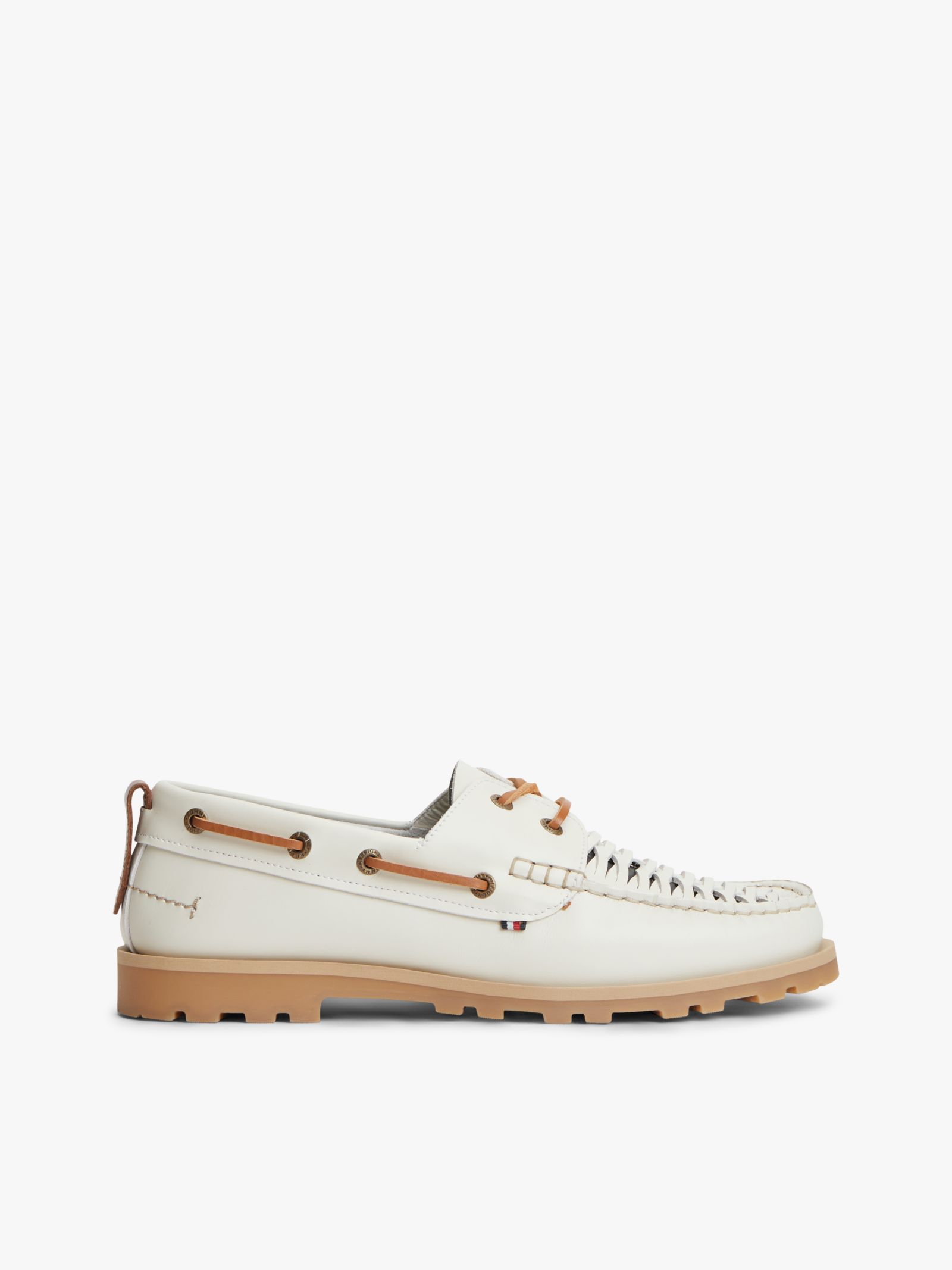 Tommy Hilfiger Leren bootschoen met gevlochten detail in wit