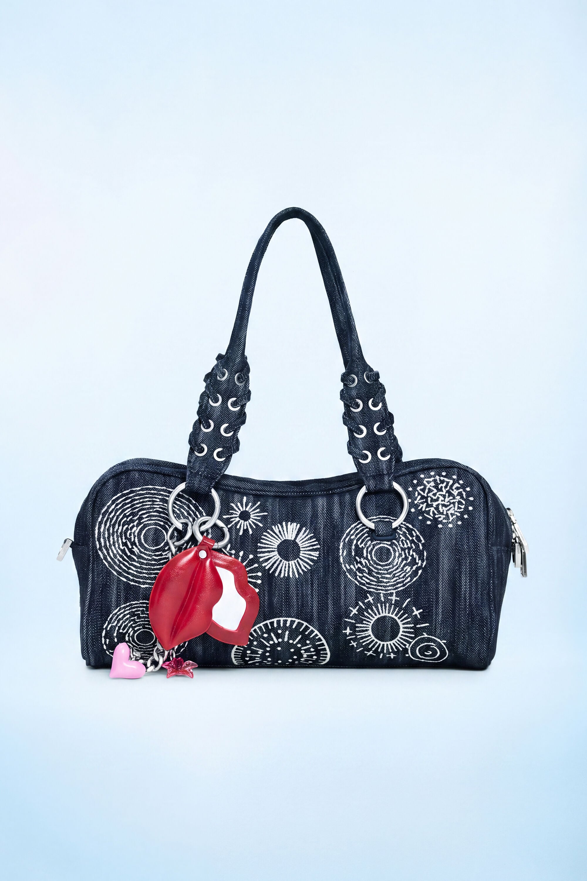 Desigual Middelgrote geborduurde tas in blauw