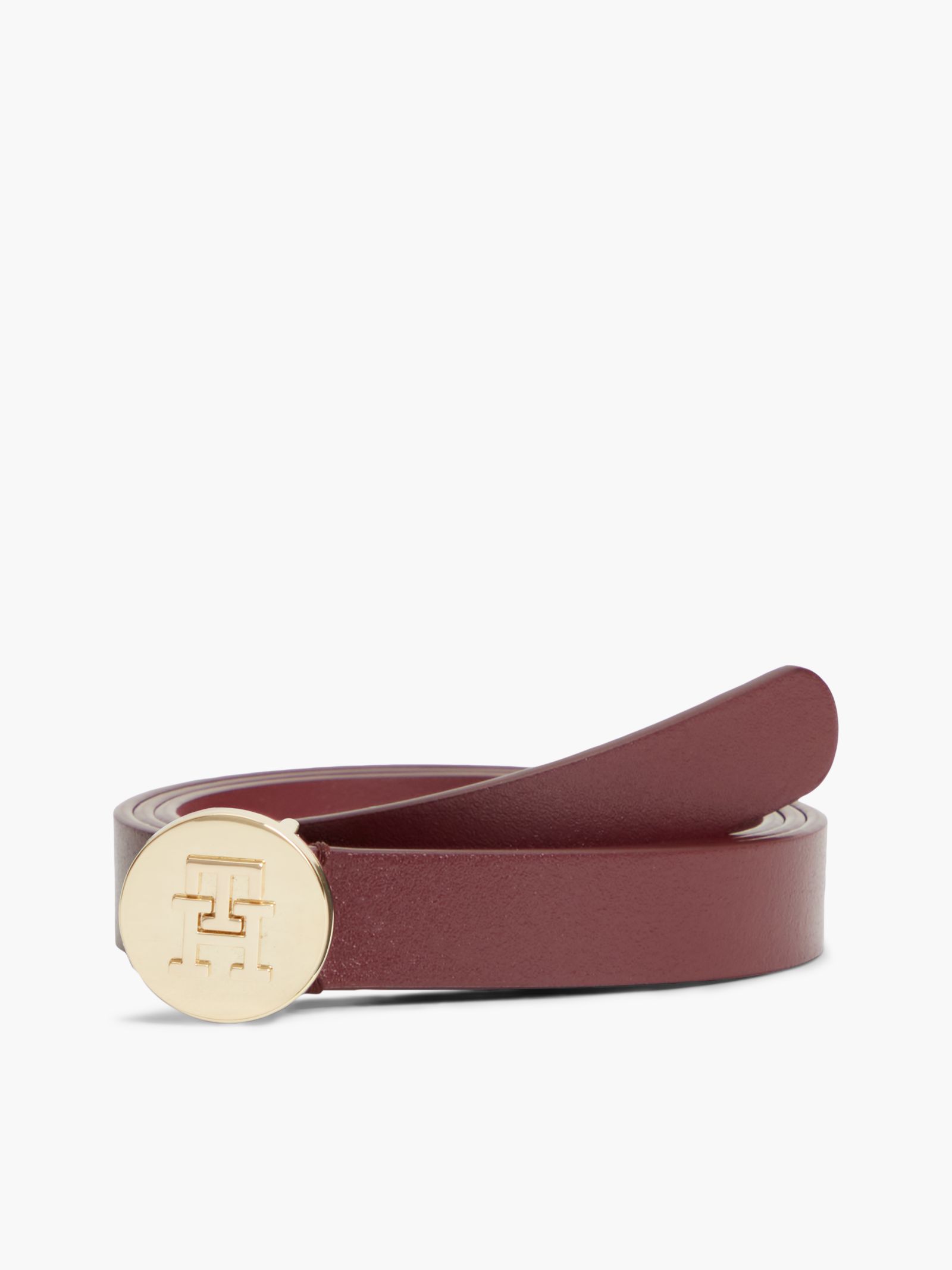 Tommy Hilfiger Leren riem met metalen TH Monogram in rood