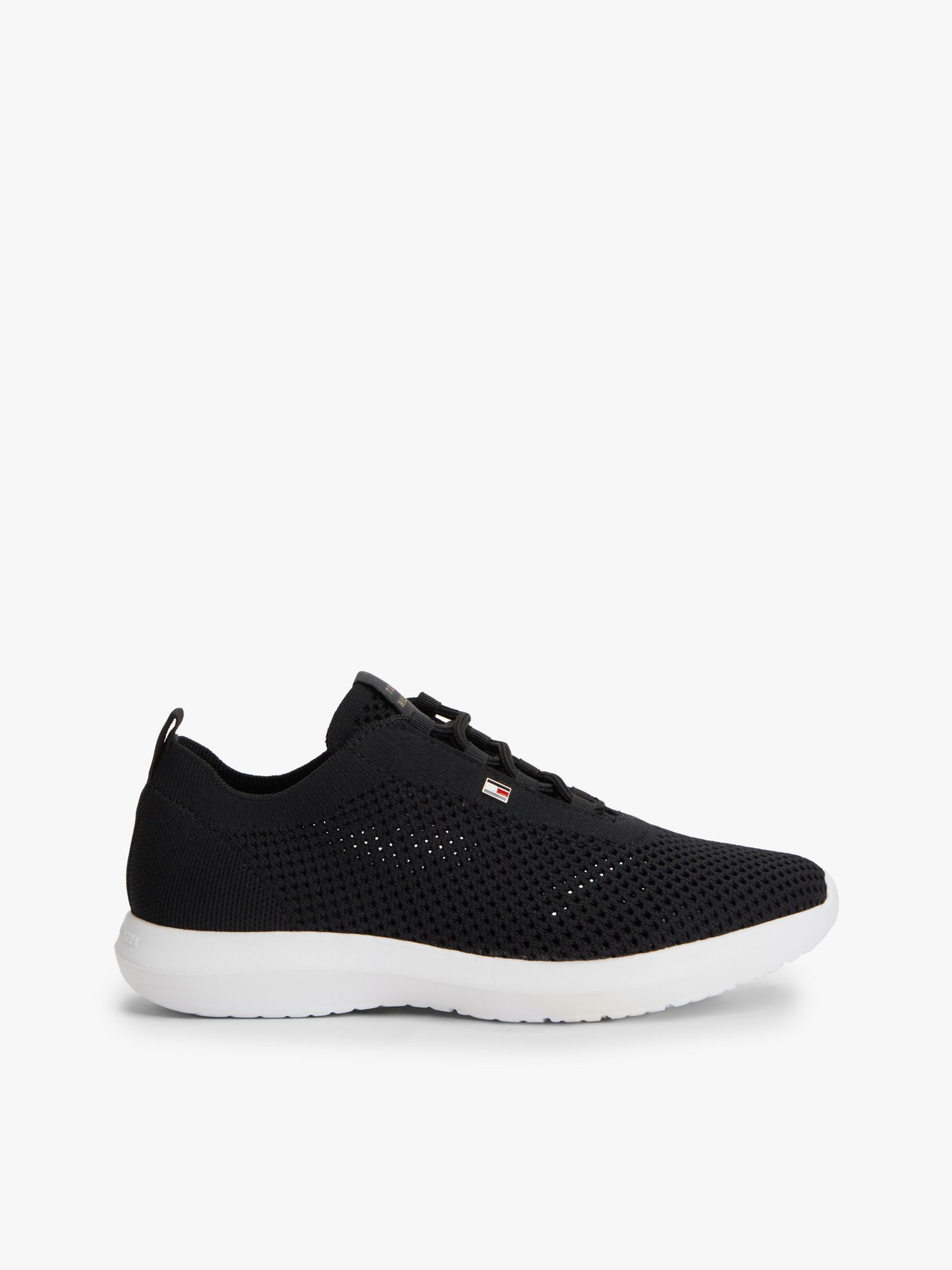 Tommy Hilfiger Gebreide sneaker met emaille vlag in zwart