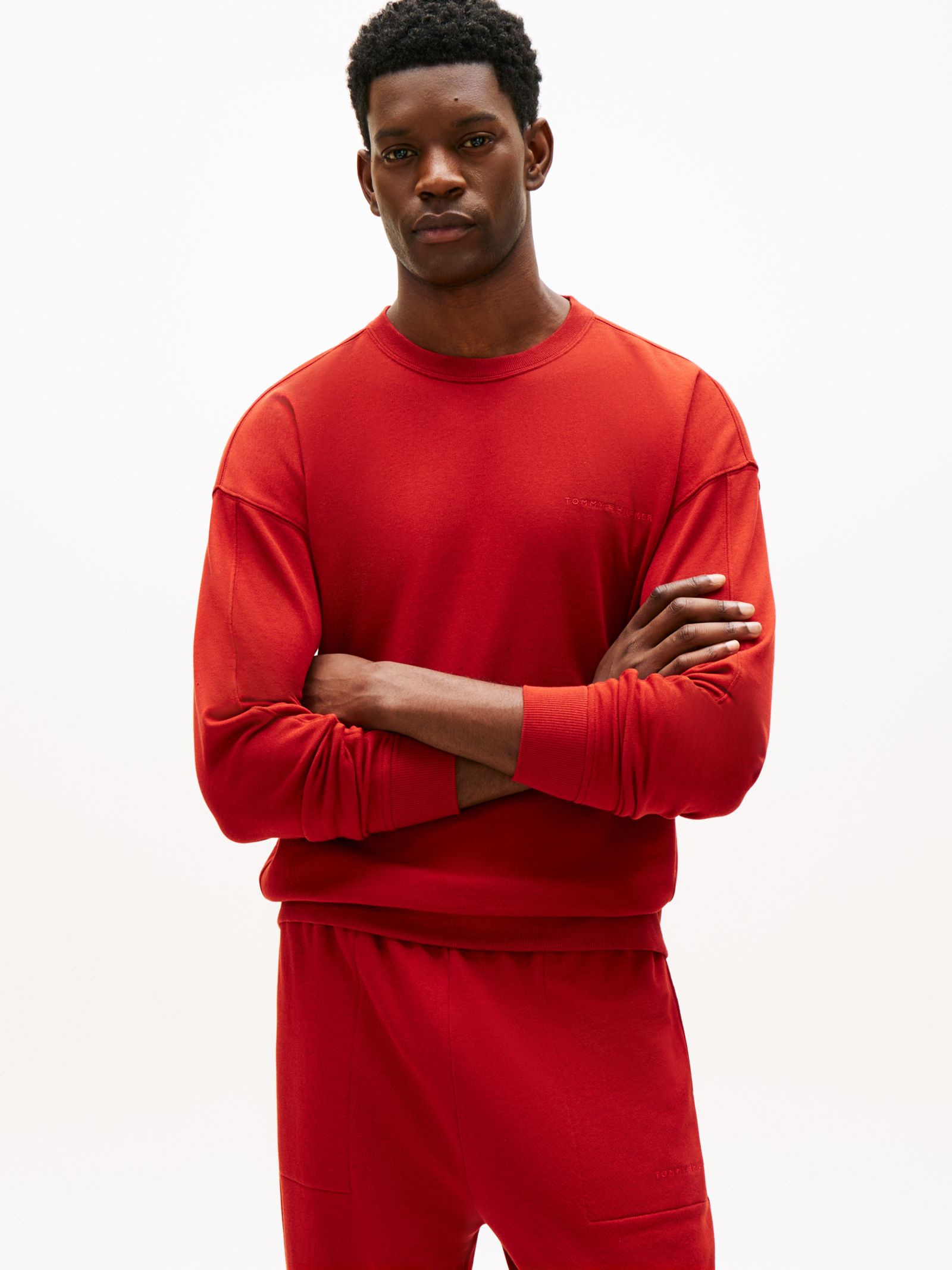Tommy Hilfiger Essential Terry Lounge Trainingsjack met logo in rood