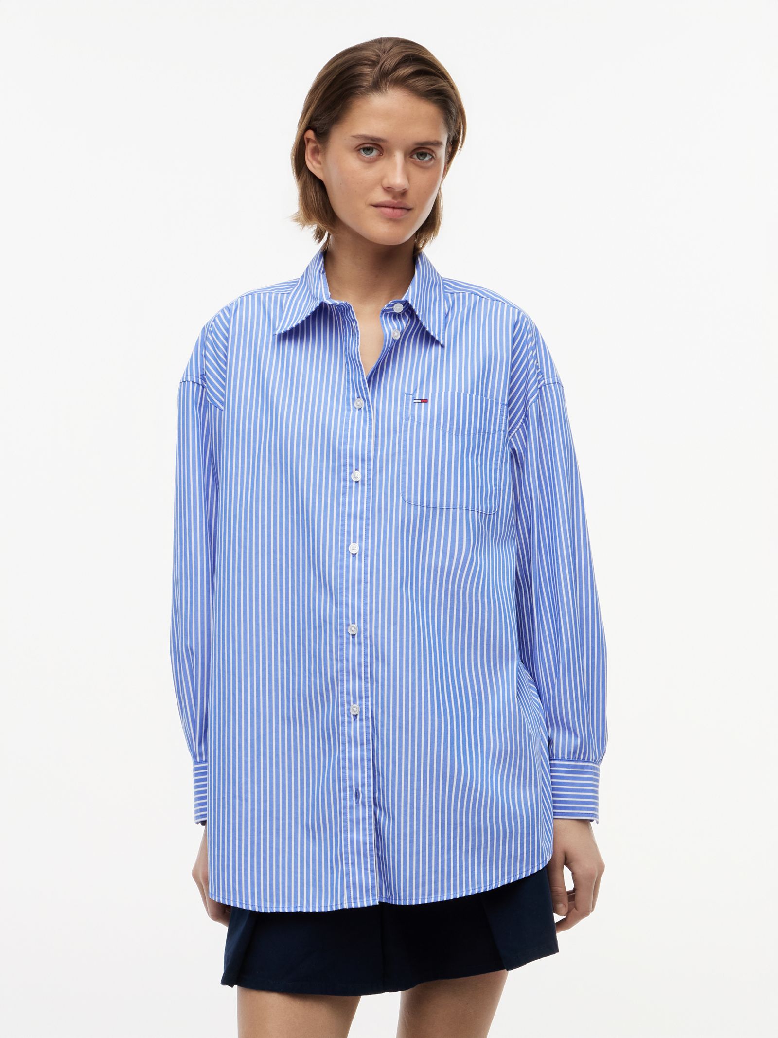 Tommy Jeans oversized fit poplin overhemd in blauw