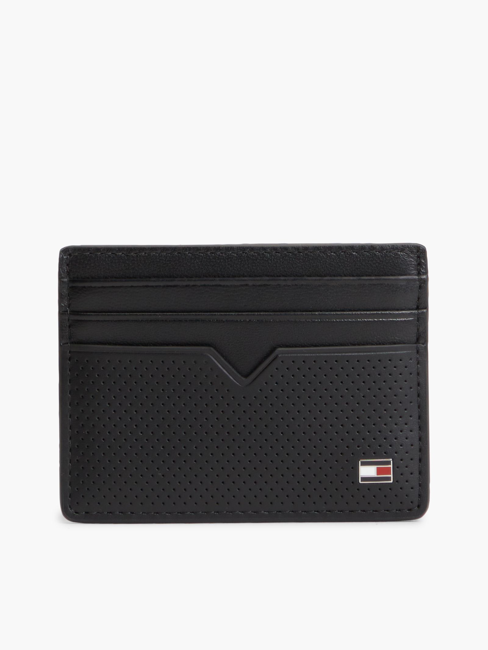 Tommy Hilfiger Creditcardhouder van geperforeerd leer met geëmailleerde vlag