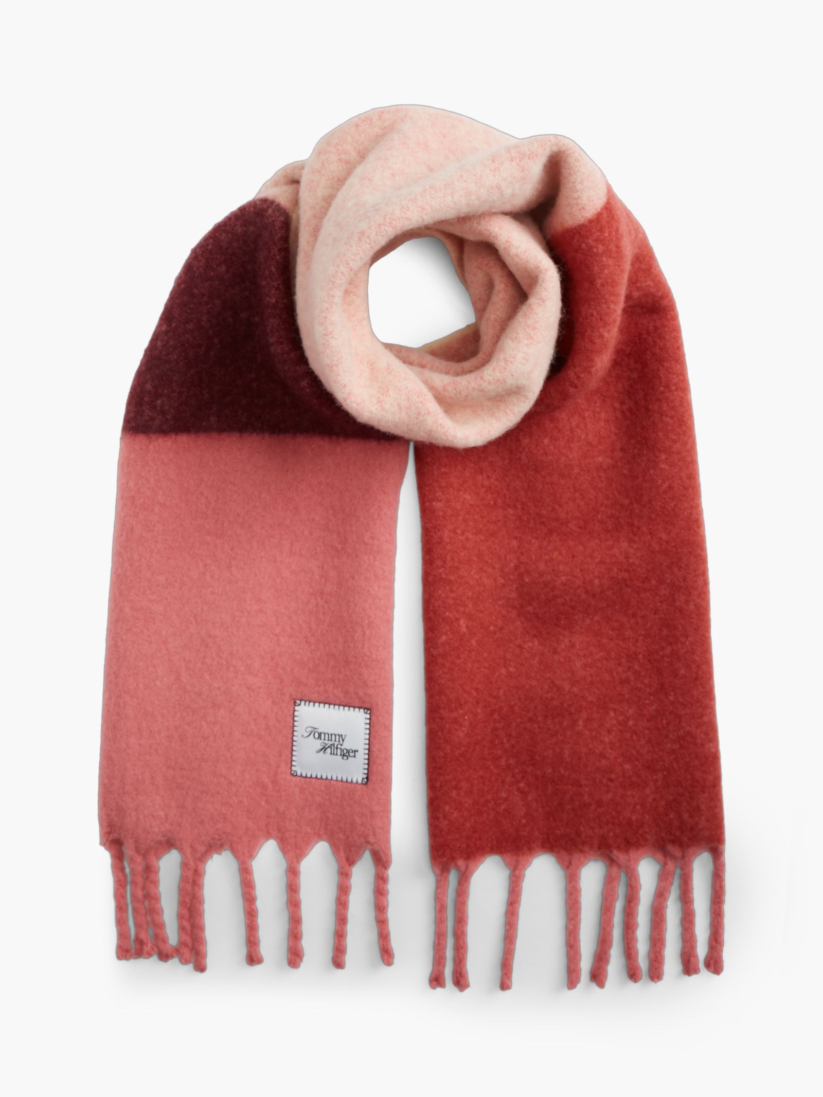 Tommy Hilfiger Wolmix sjaal met geborduurde vlag in roze