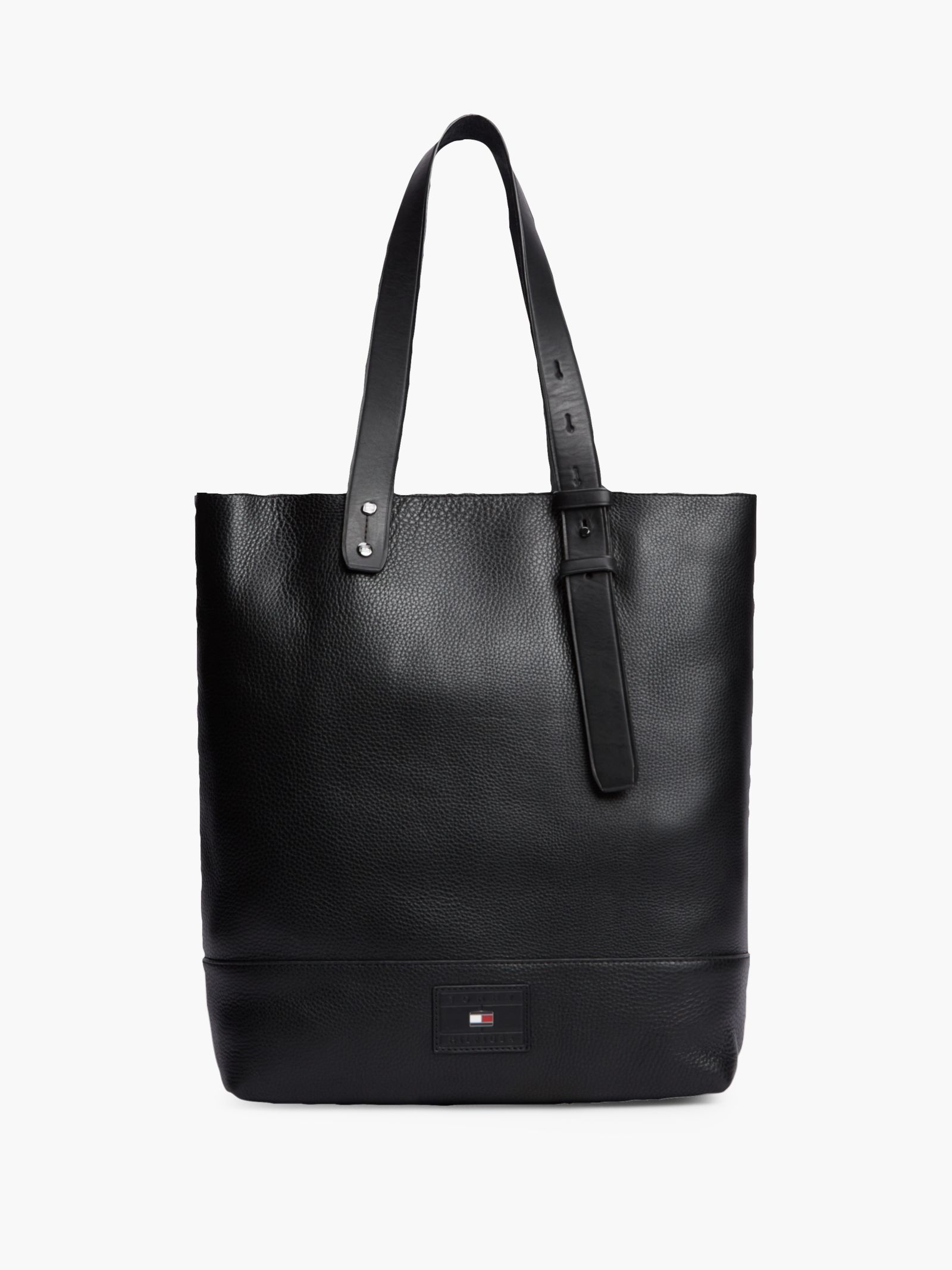 Tommy Hilfiger Shopper van gegranuleerd leer met logo in zwart